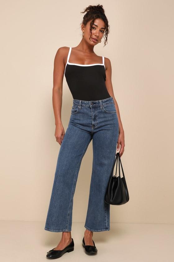 Trendy Inclination Black and White Sleeveless Cami Bodysuit Product Image