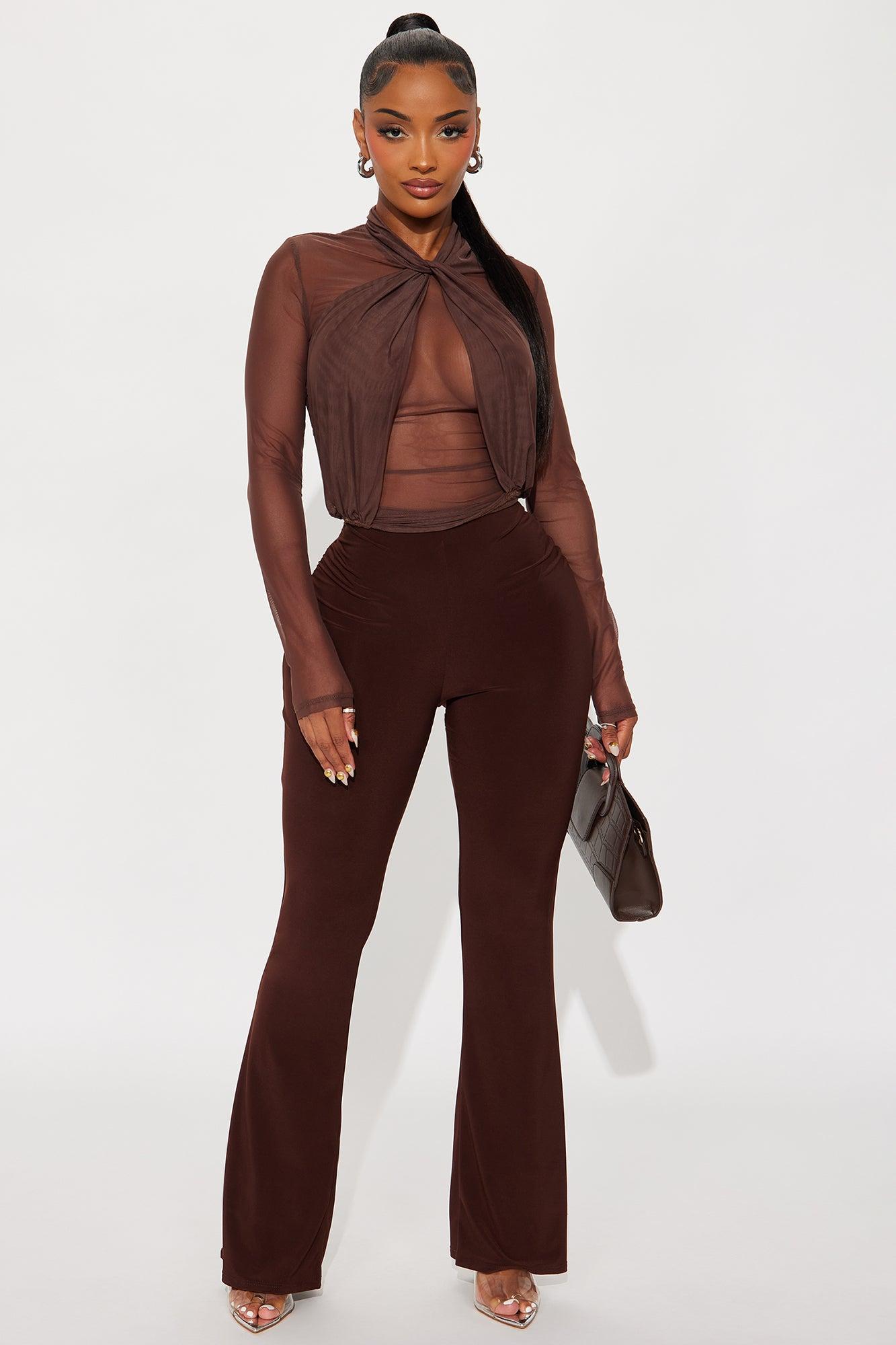 Avery Long Sleeve Mesh Top - Chocolate Female Product Image