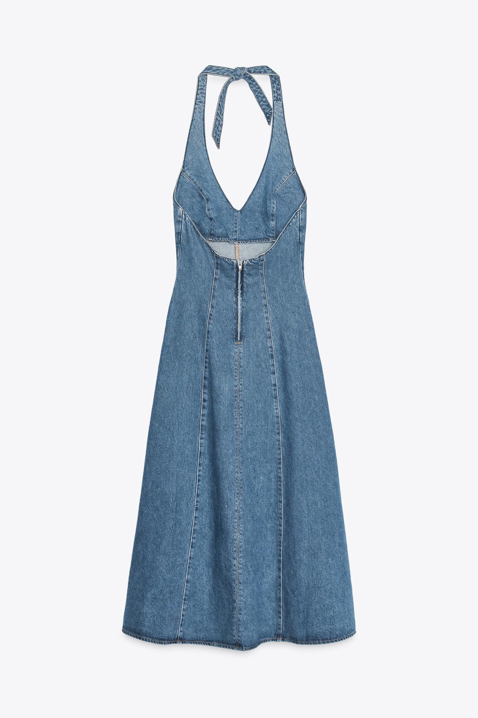 TRF HALTER DENIM DRESS Product Image