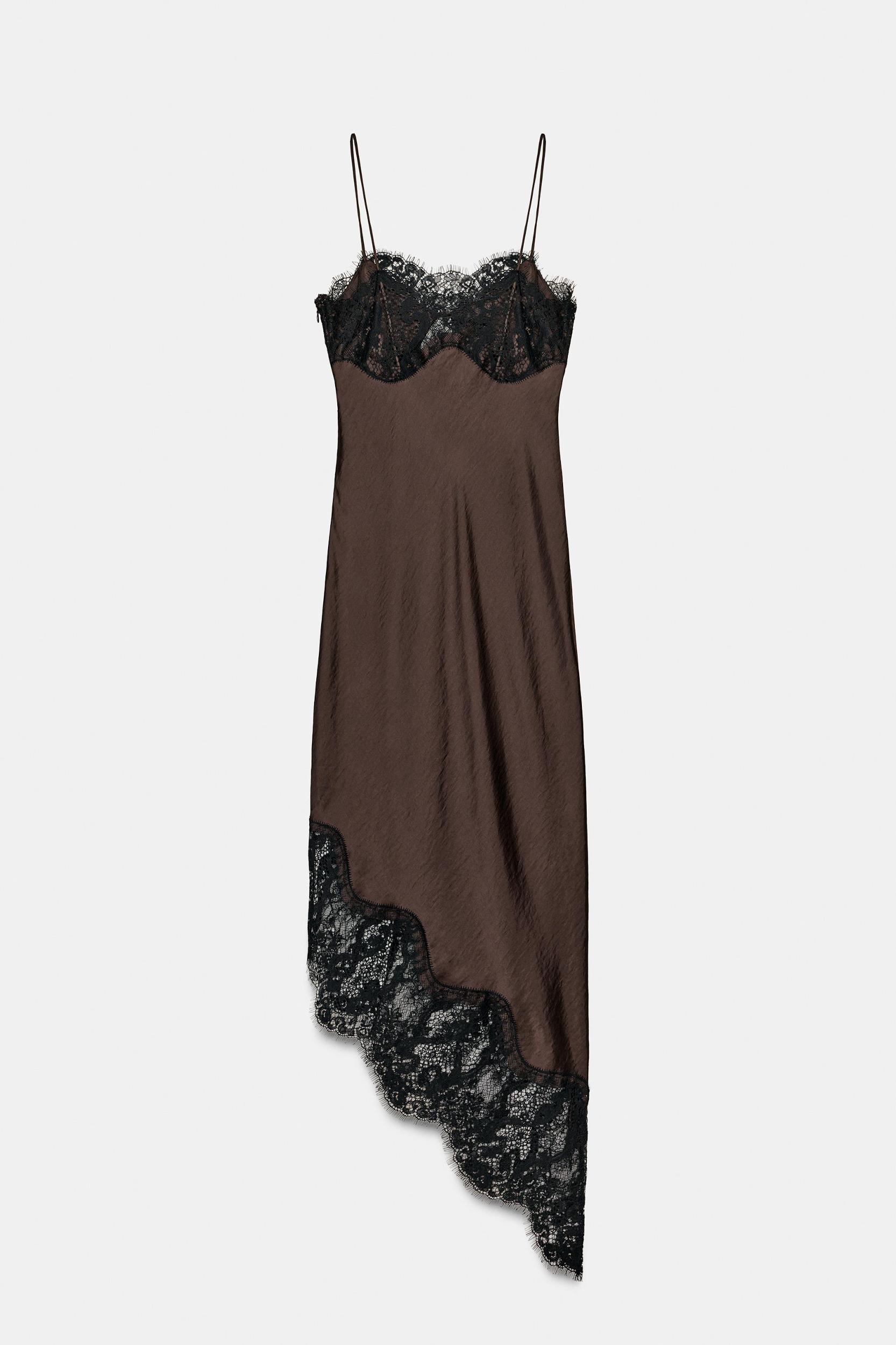 ASYMMETRICAL SATIN LACE DRESS ZW COLLECTION Product Image
