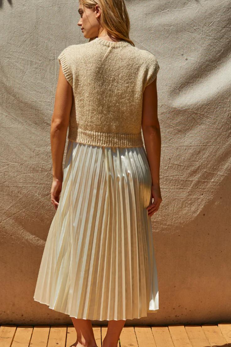 Sharpe Pleated Midi And Knit Top Two Piece Set Product Image