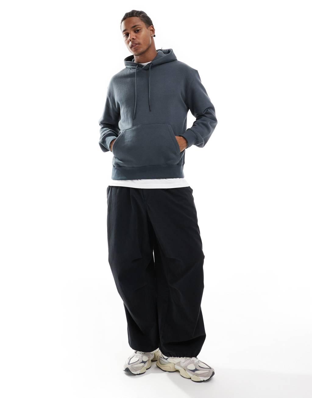 Bershka basic hoodie in charcoal  Product Image