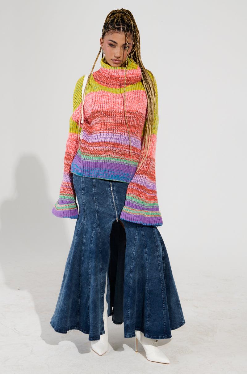 LOOK AT ME CHUNKY MULTI COLOR KNIT SWEATER Product Image