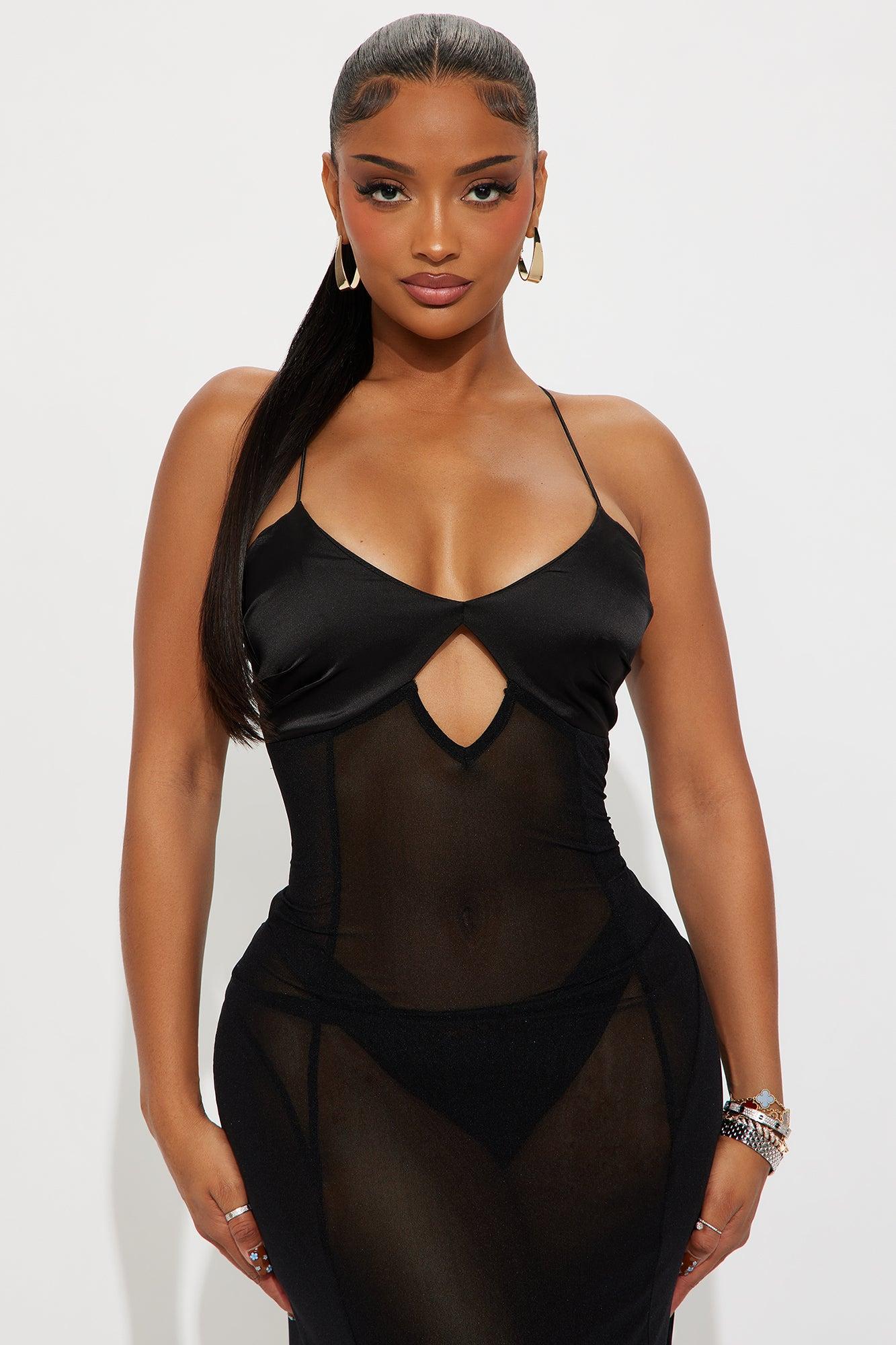 Pretty And Poised Sheer Maxi Dress - Black Female Product Image