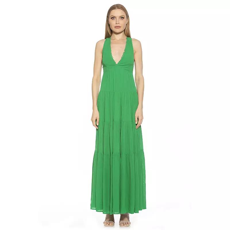 Women's ALEXIA ADMOR Tezzi Lace Trim V-Neck Tiered Maxi Dress,  Product Image