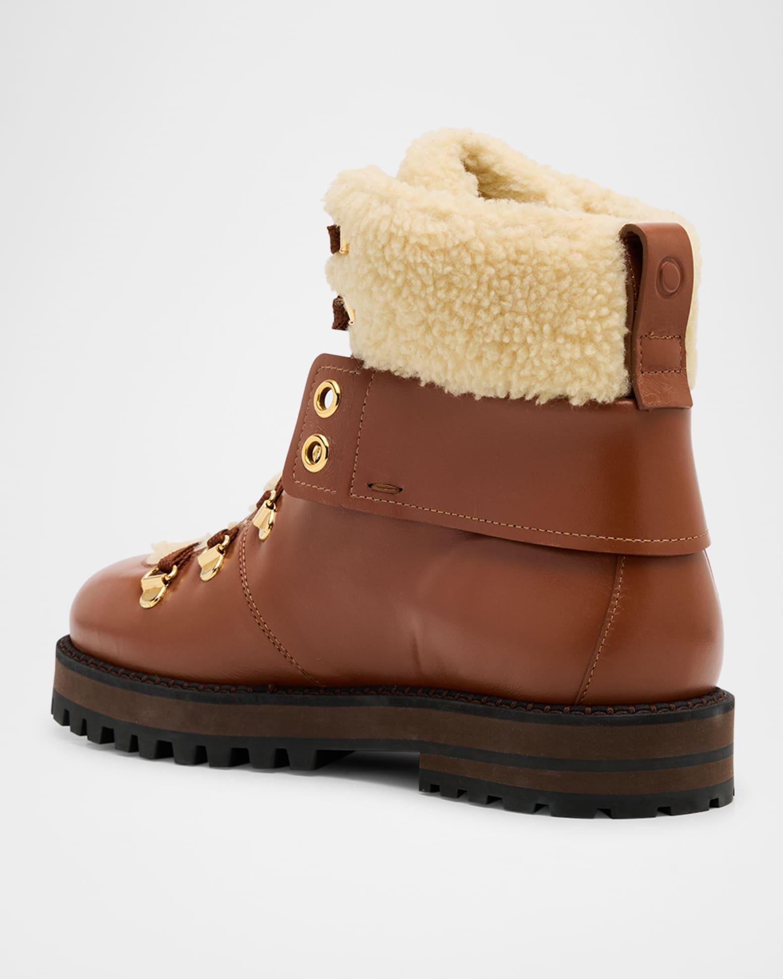 Heidi Faux Fur Leather Hiking Ankle Booties Product Image