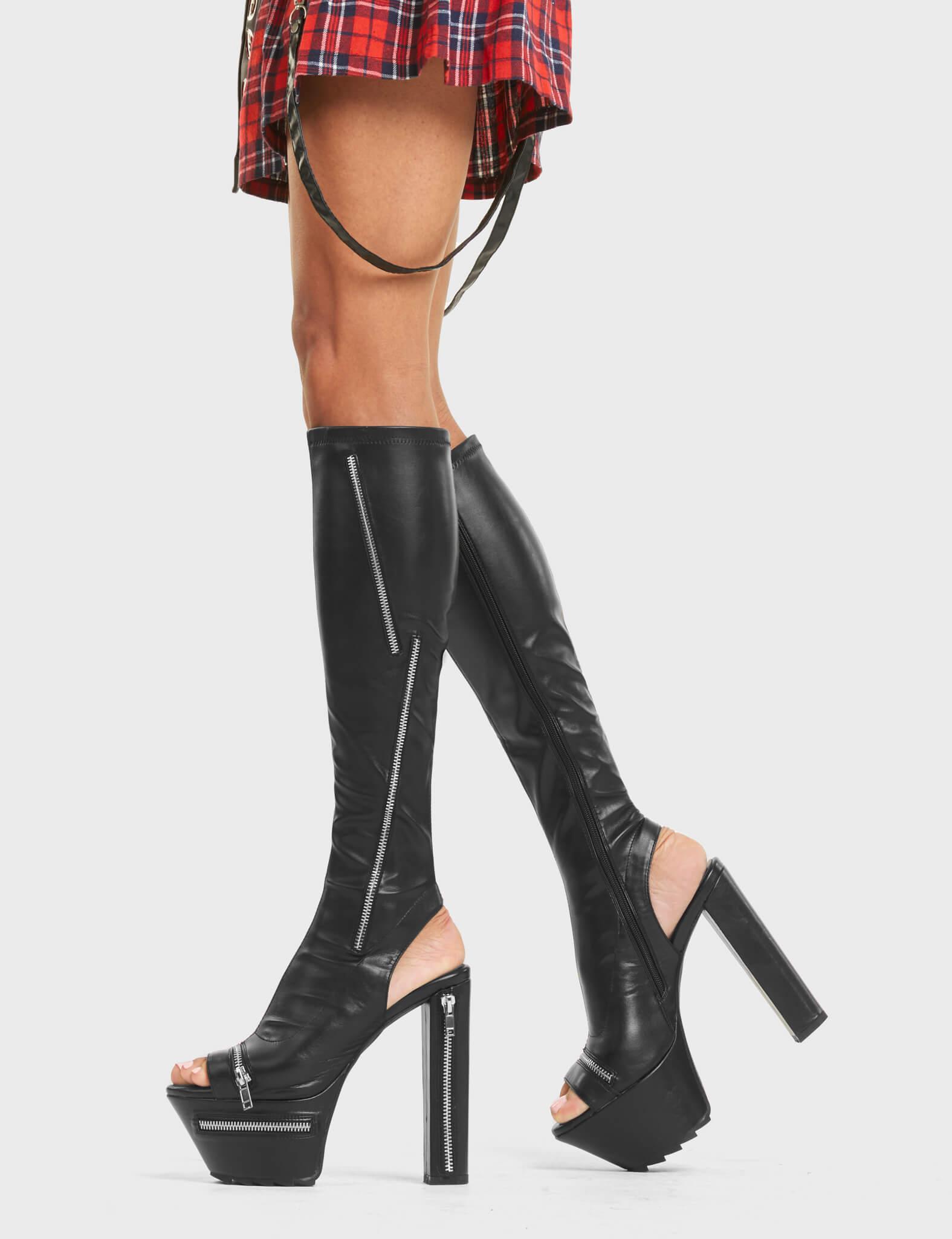 Give It Up Platform Knee High Boots Product Image