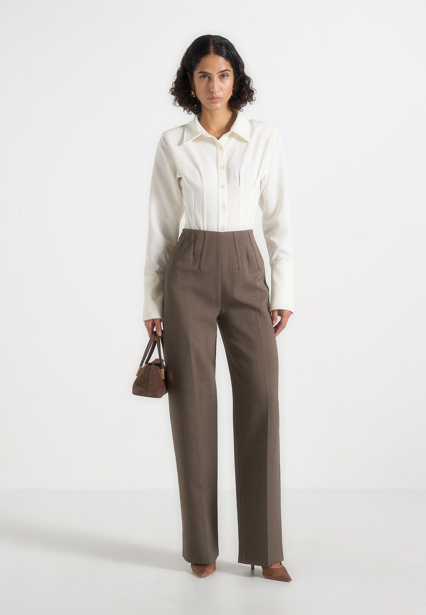 Rafaela - Corset Waist Tailored Trousers - Beige Female Product Image