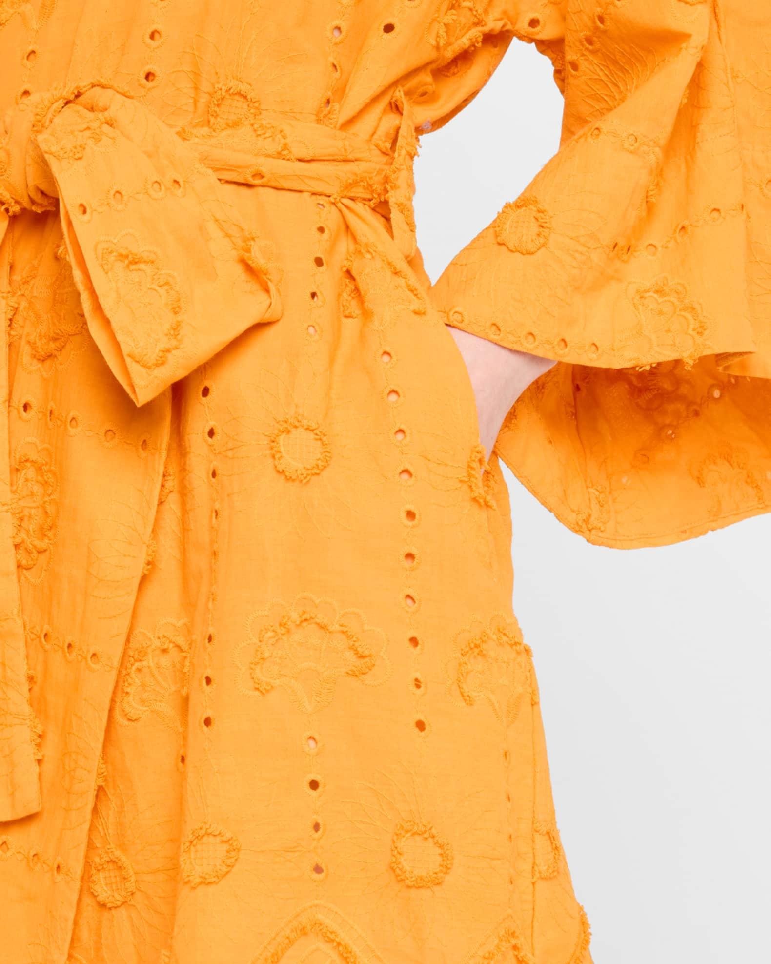 Embroidered Eyelet Mini Wrap Dress Product Image