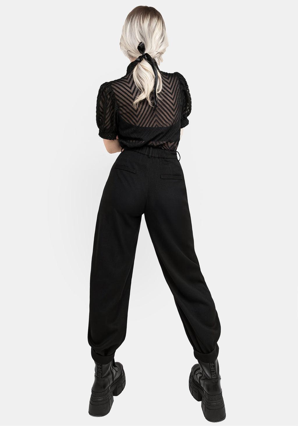 Dianne Embroidered Balloon Trousers - Black Product Image