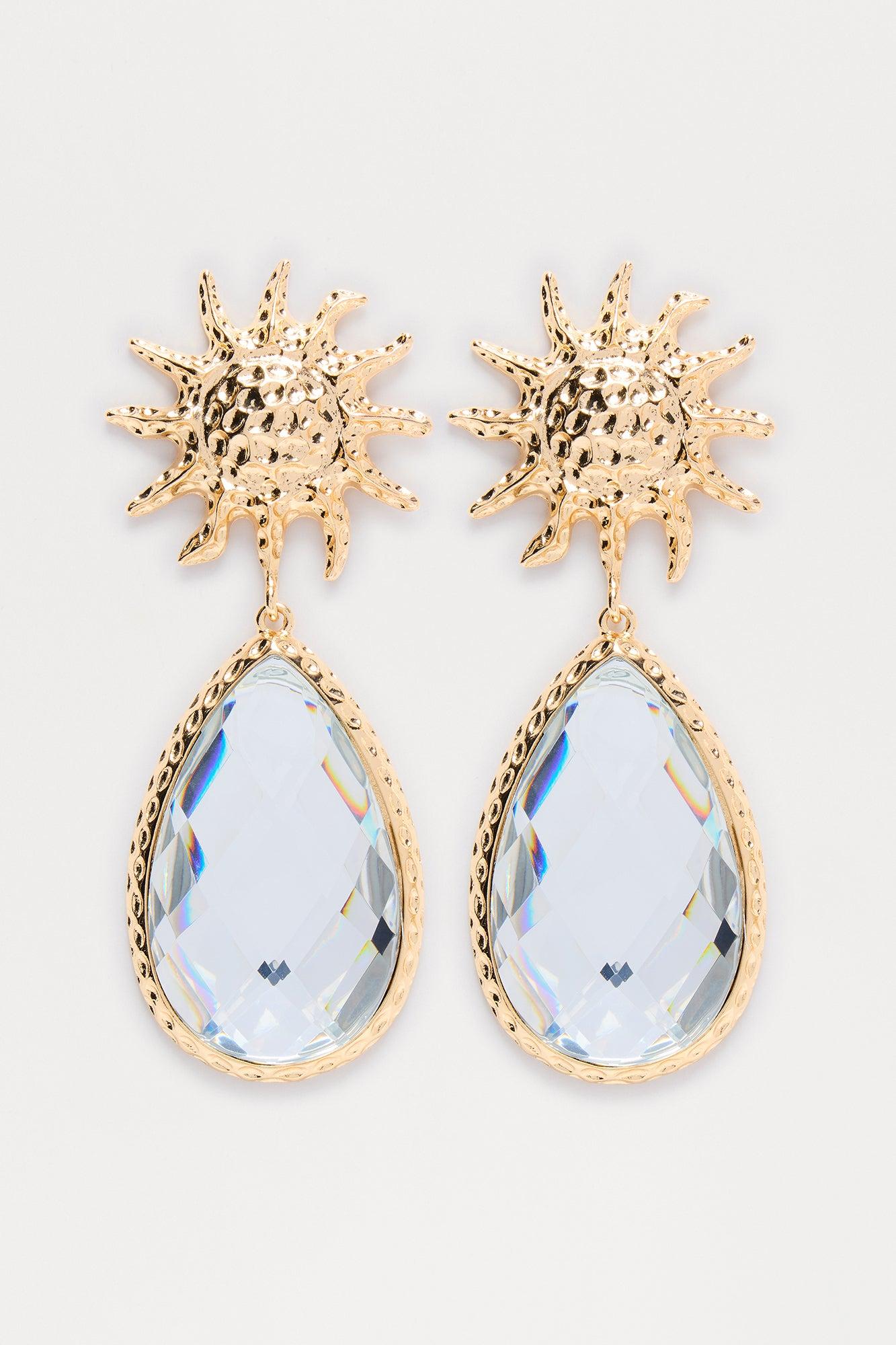 Shining Like The Sun Earrings - Gold/Clear Product Image