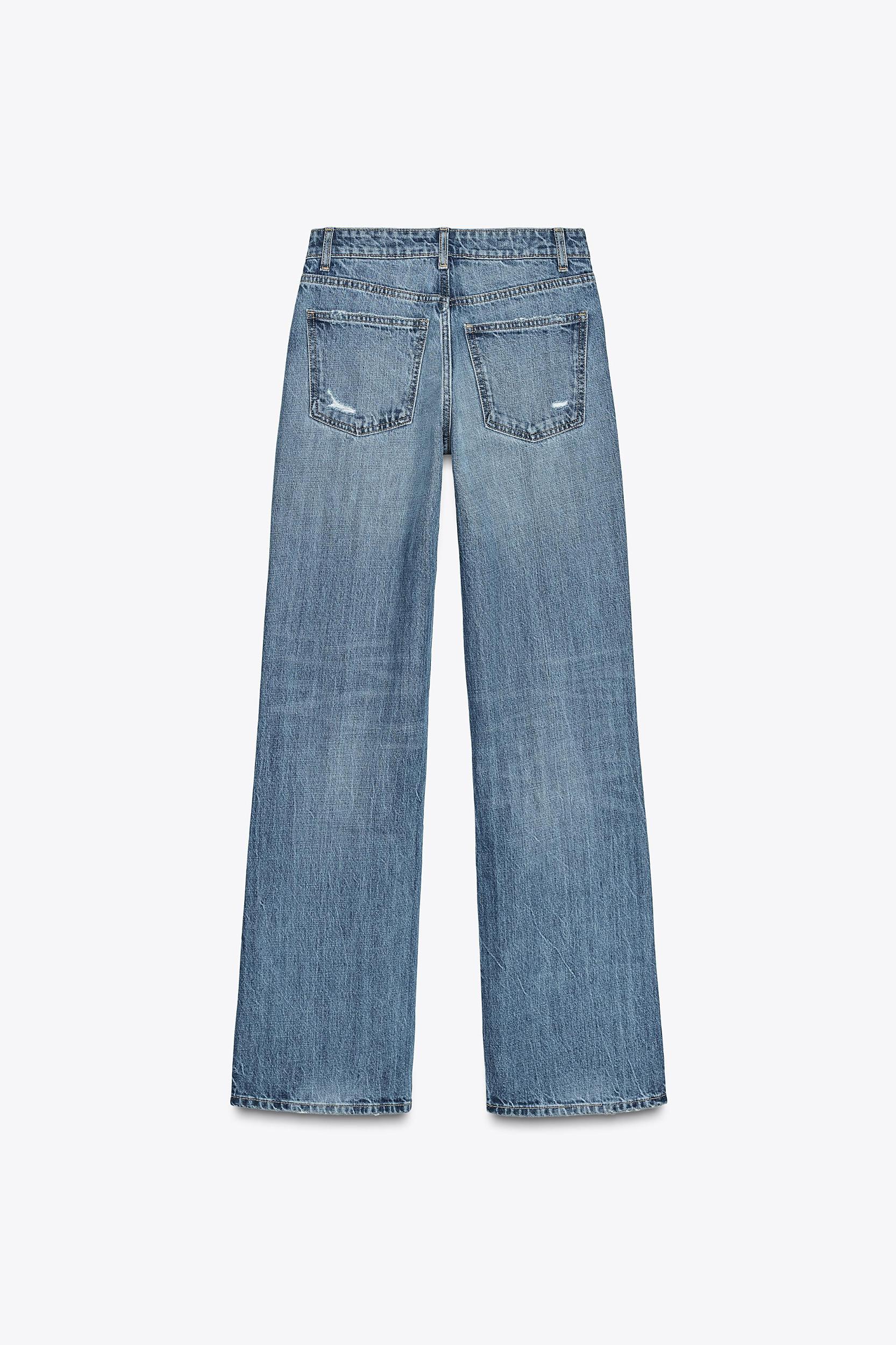 TRF MID-RISE RIPPED WIDE LEG JEANS Product Image