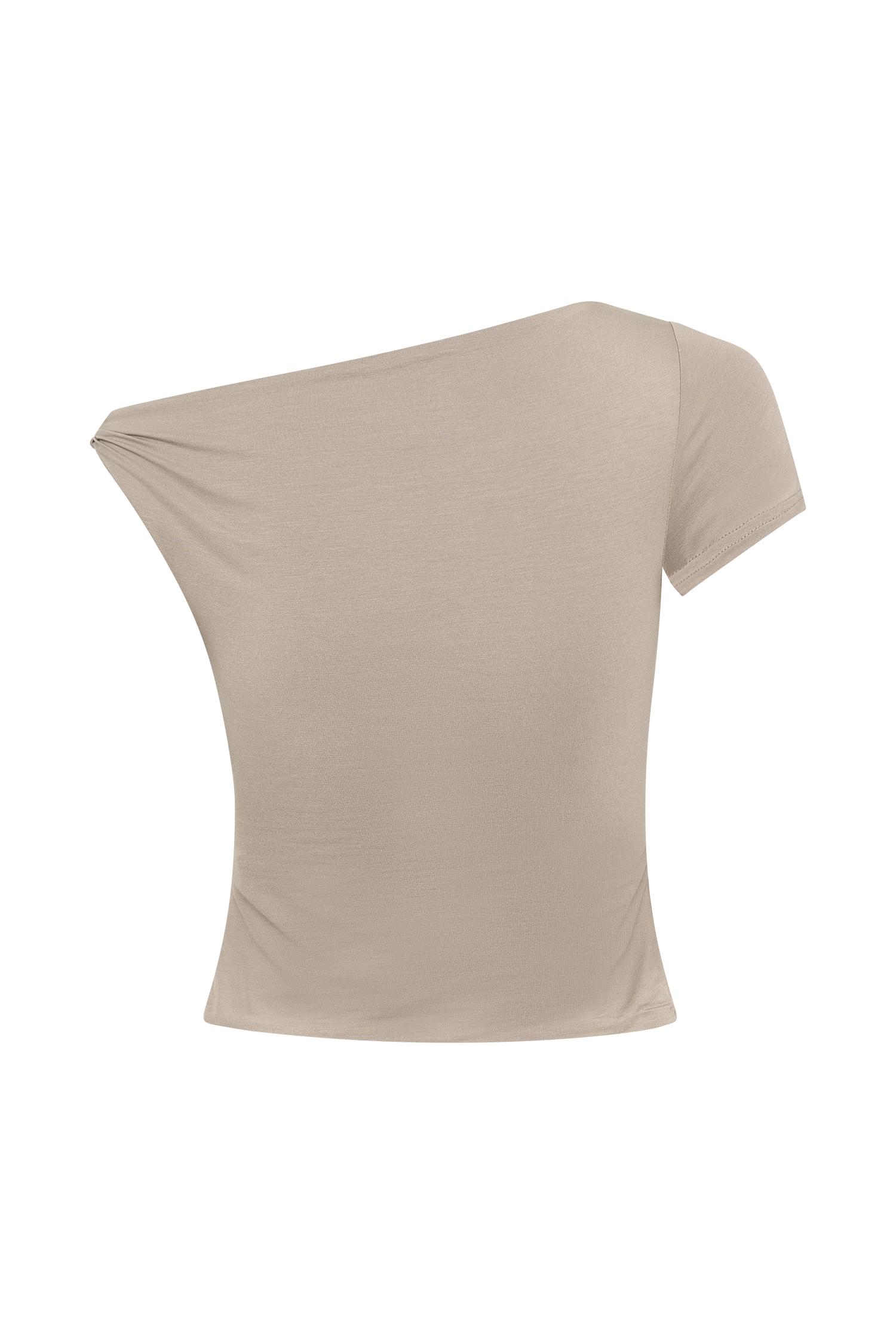 Betty Short Sleeve Modal Top With Knot Shoulder - Tawny Grey Product Image