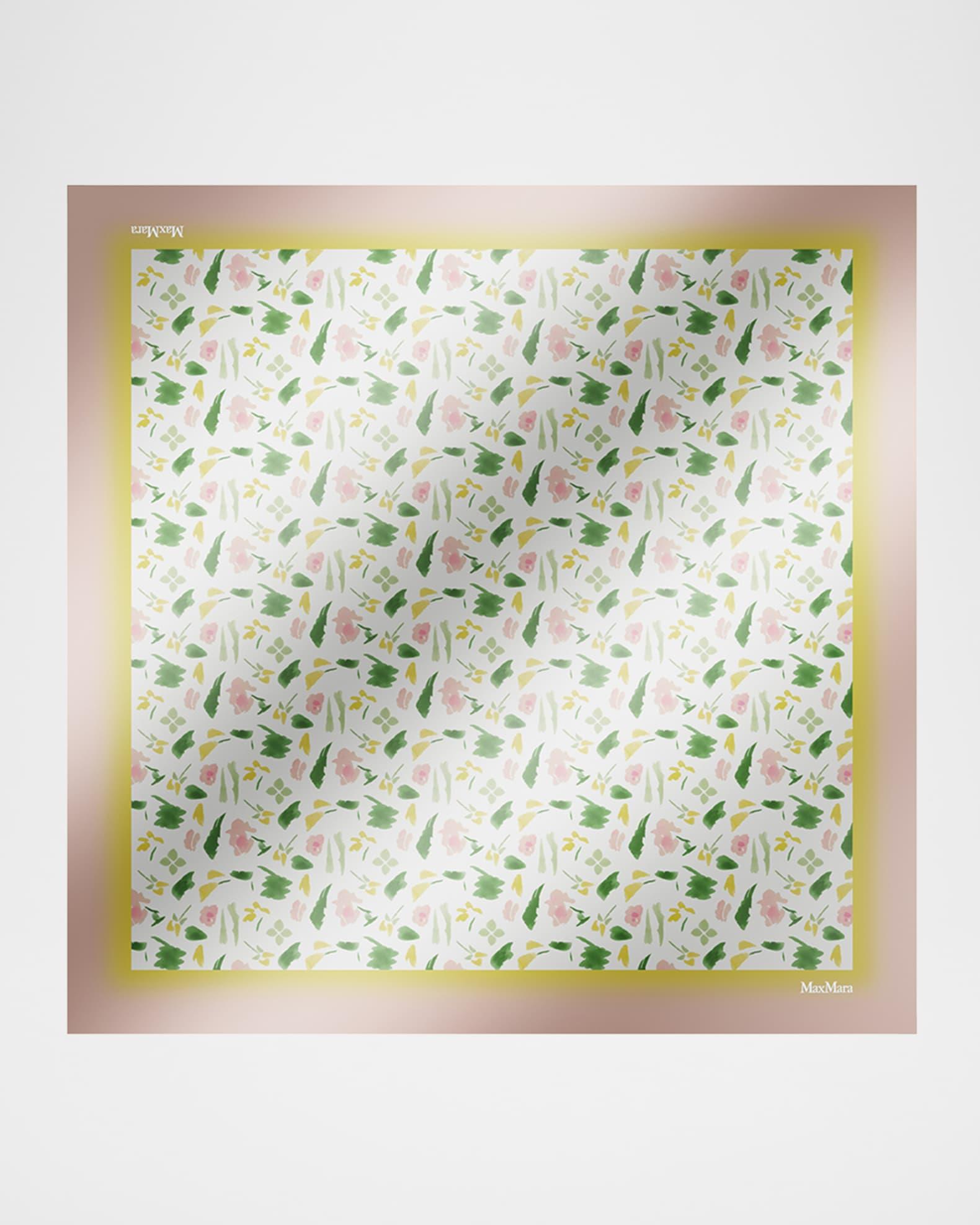 Floral-Print Square Silk Scarf  Product Image