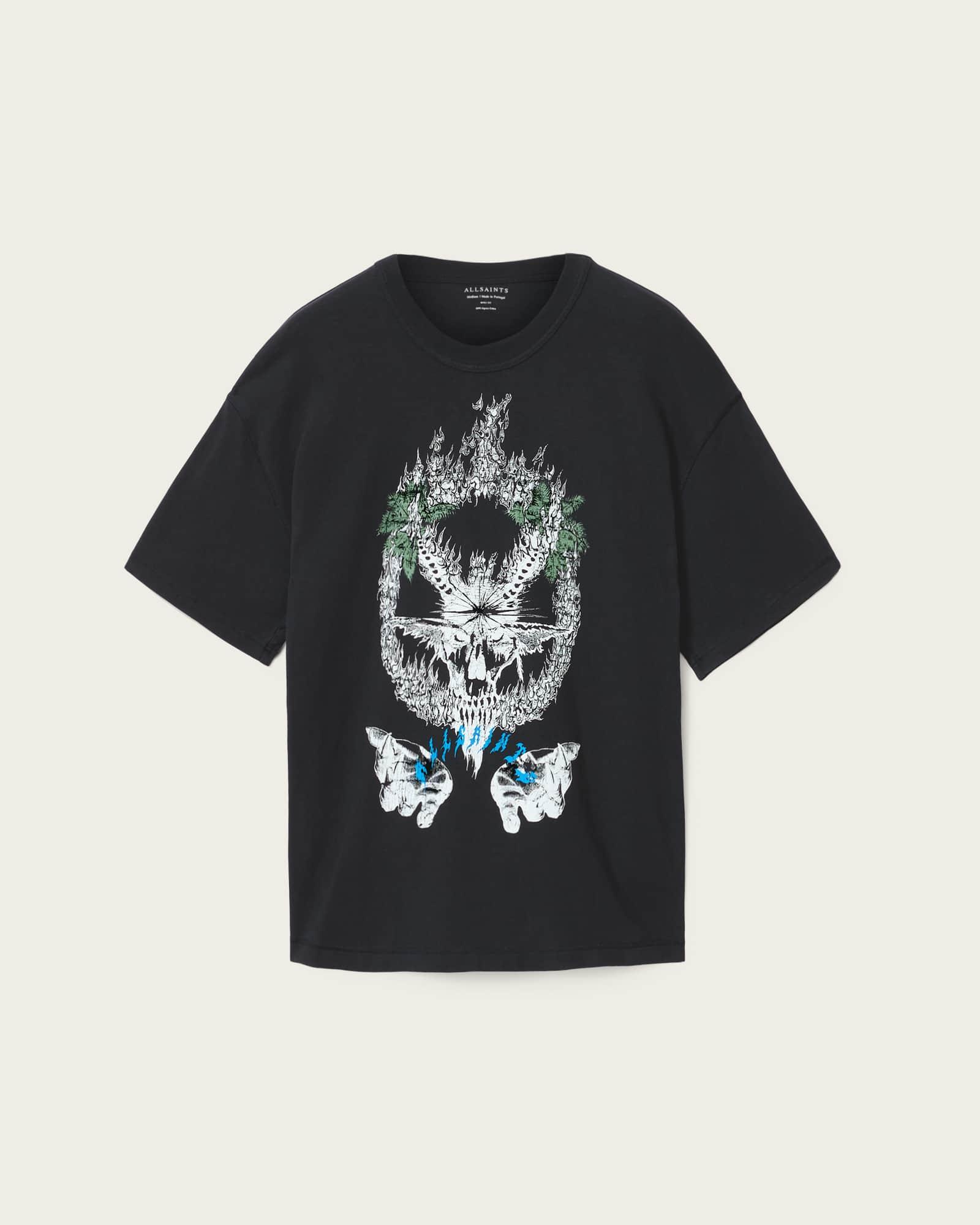 Palm Ripper Short Sleeve Graphic T-Shirt Washed Black | ALLSAINTS US Product Image