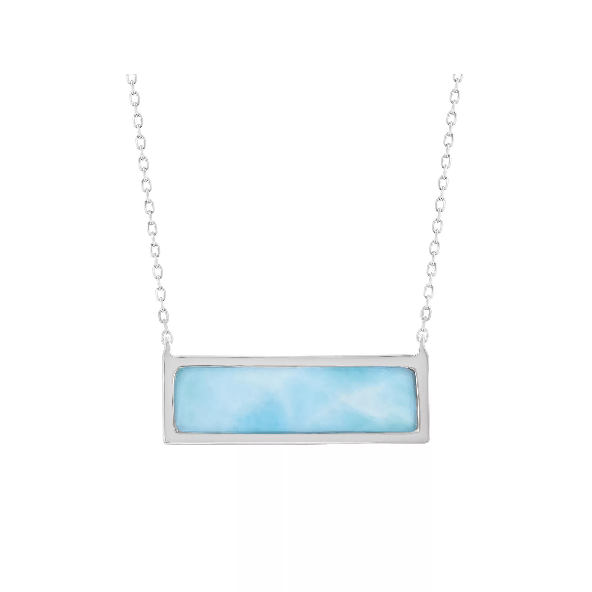 Sterling Silver Rectangle Larimar Pendant Necklace, Women's, Size: 16-18" ADJ Product Image