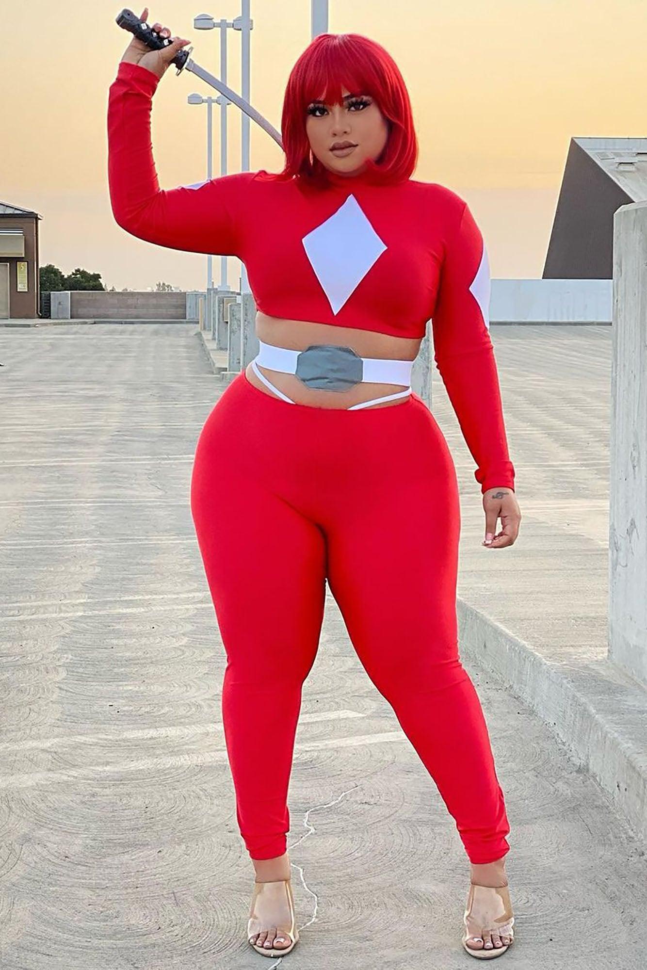 Power Sexy Superhero 4 Piece Costume Set - Red/combo Product Image