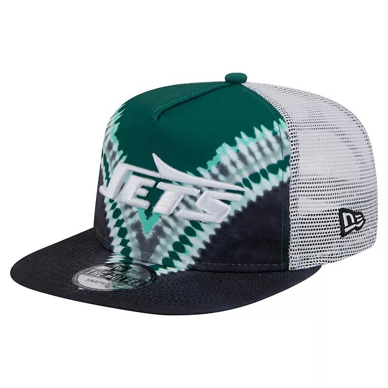 Men's New Era Green/Black New York Jets Throwback Dye Golfer Snapback Hat Product Image