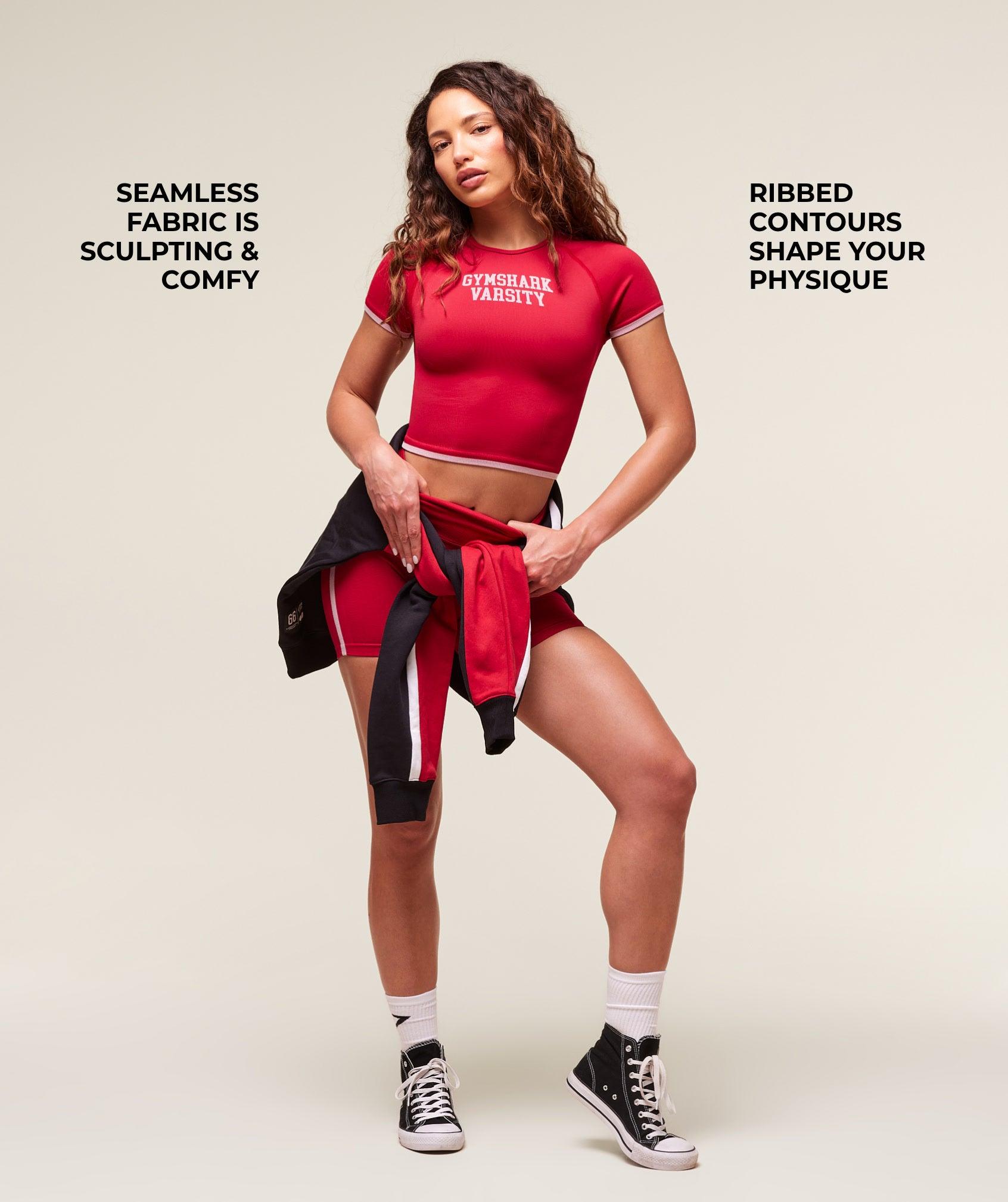 Gymshark Lift Campus Seamless Midi T-Shirt - Carmine Red Female Product Image