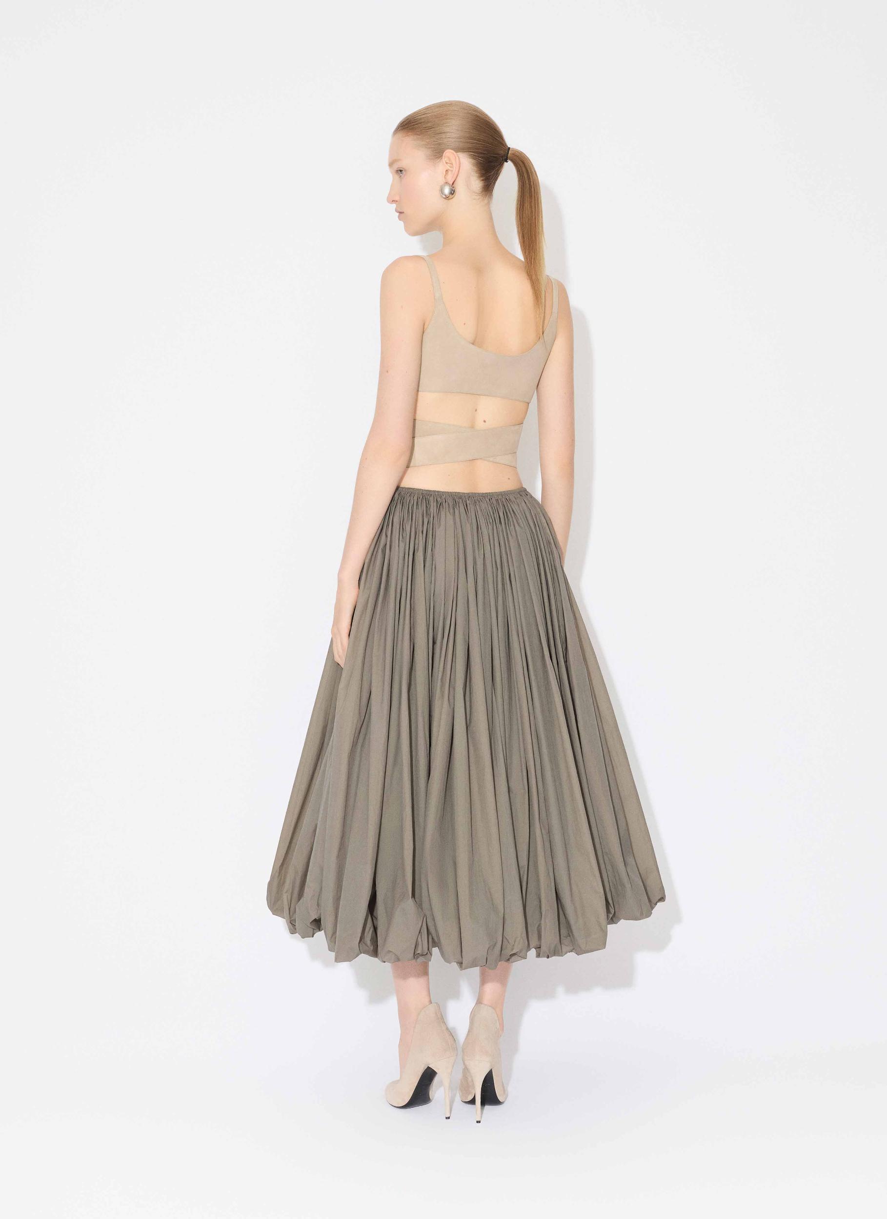 BEIGE LEATHER CRISS CROSS TOP Product Image