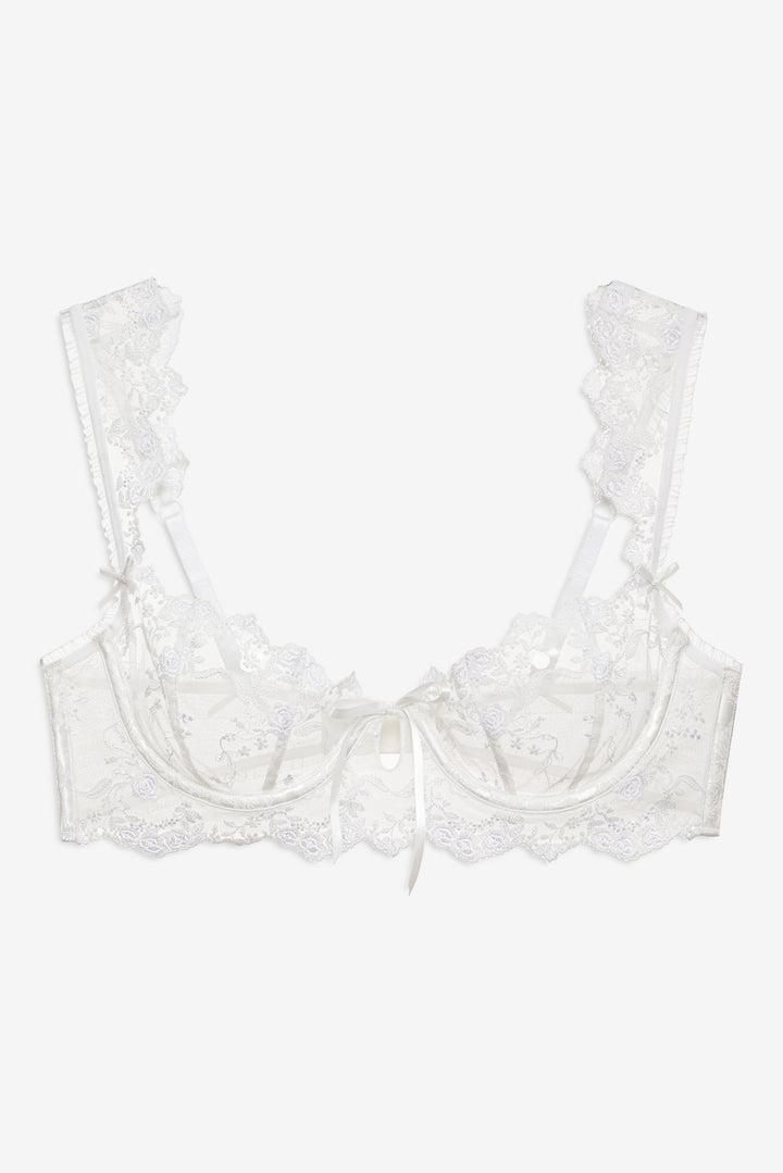 Lattice Bows Underwire Bra — White Product Image