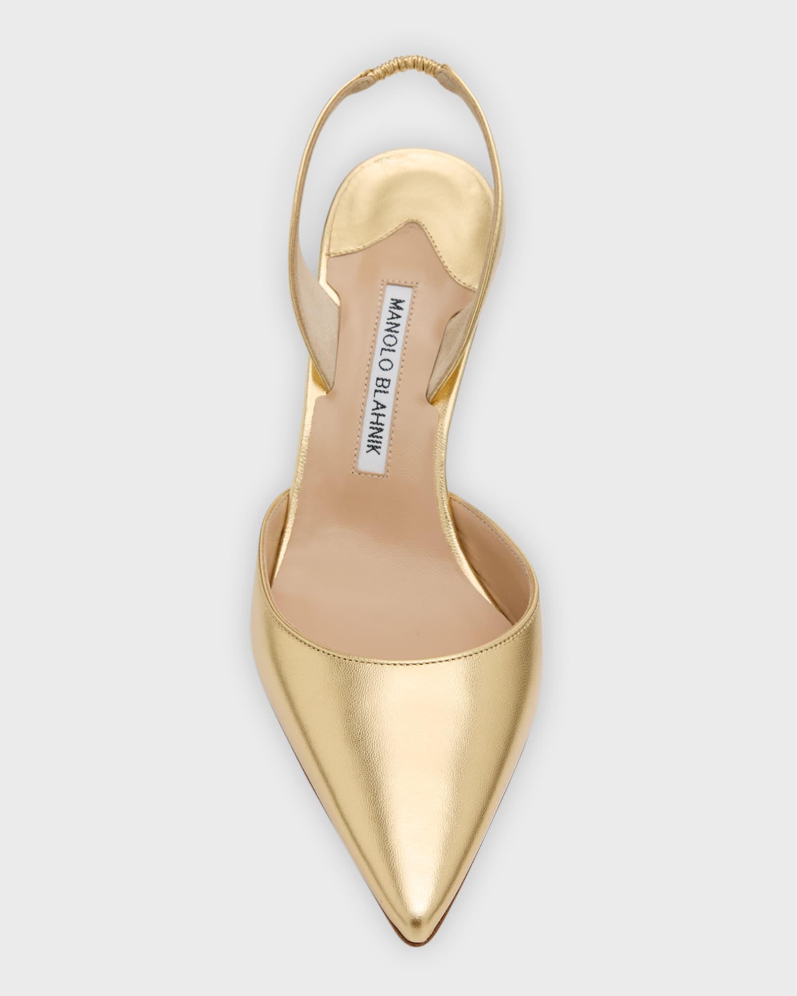 Carolyne Metallic Leather Mid-Heel Slingback Pumps Product Image