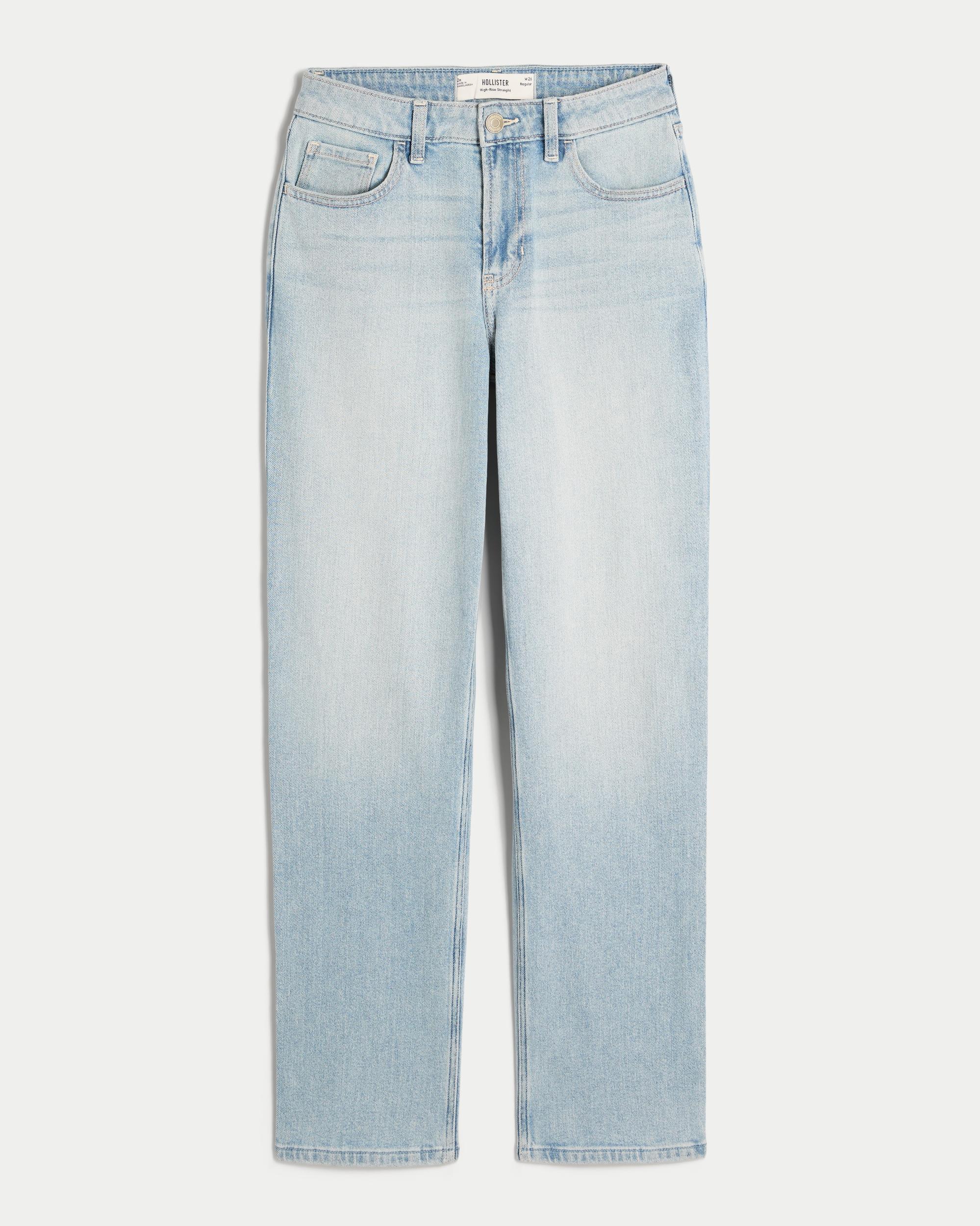 High-Rise Light Wash Straight Jeans Product Image