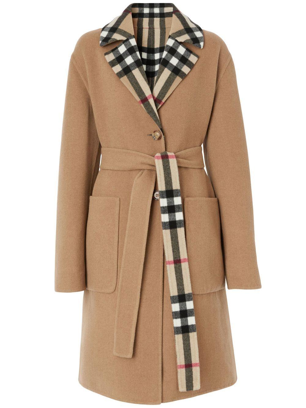 reversible check wool coat Product Image