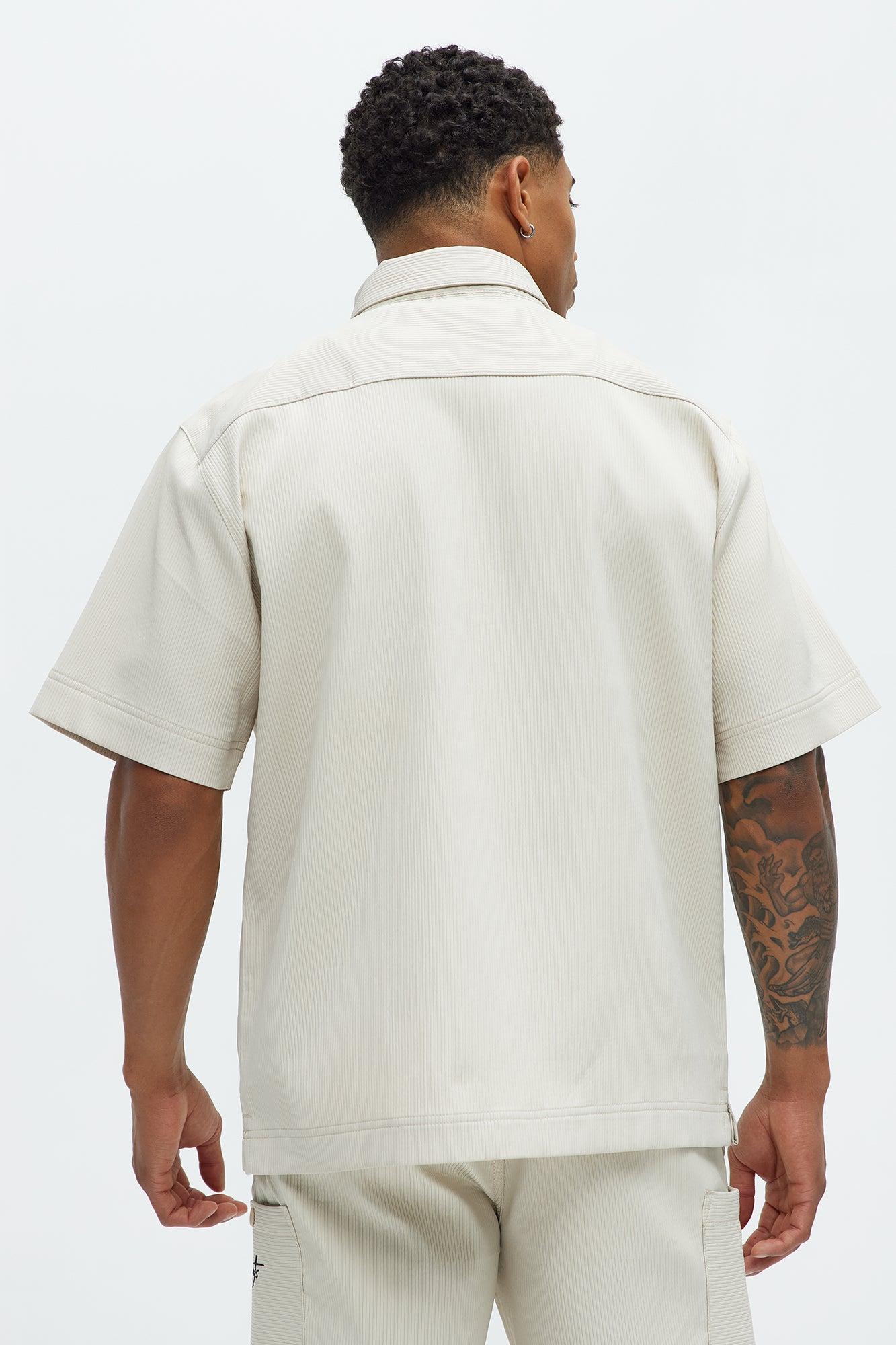 Saint Embroidered Short Sleeve Button Up - Off White Product Image