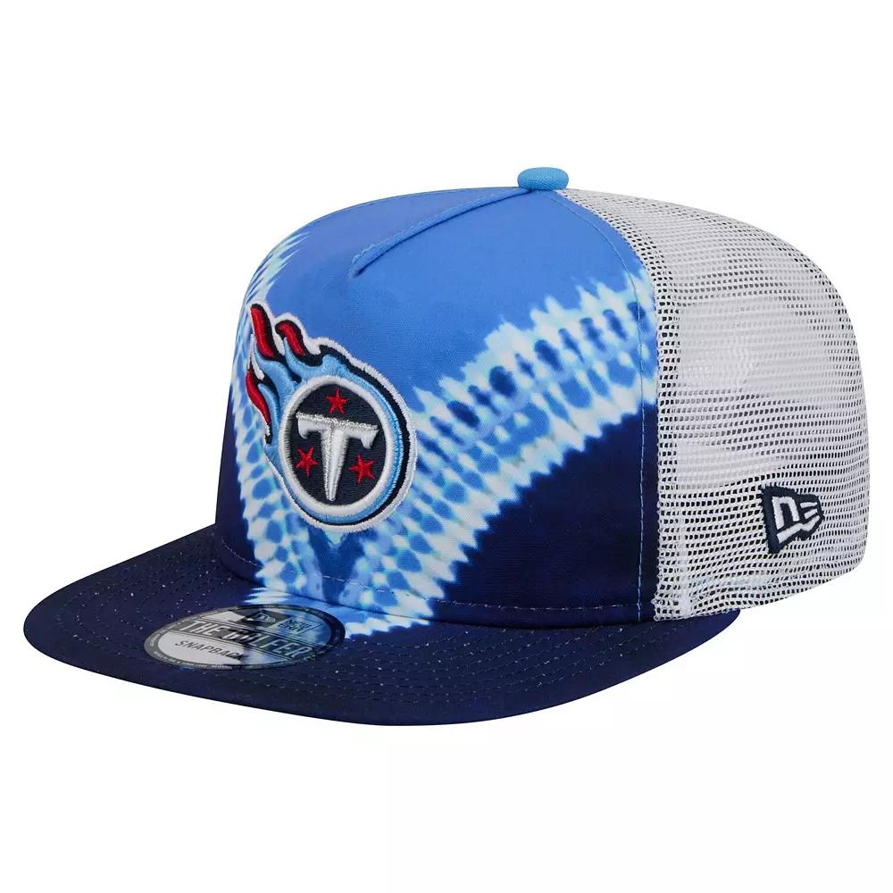 Mens New Era Blue/Navy Tennessee Titans Throwback Dye Golfer Snapback Hat Product Image