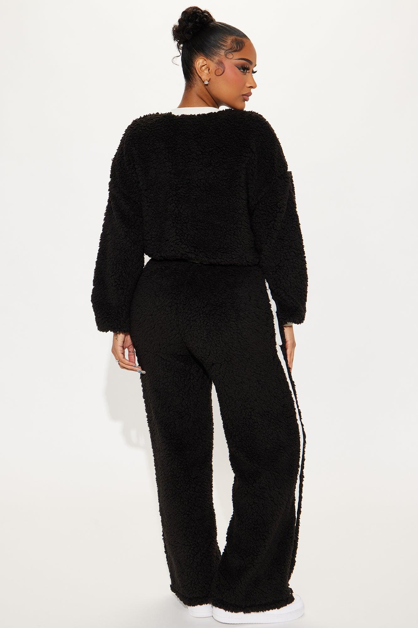 Casual Sunday Sherpa Pant Set - Black/combo Product Image