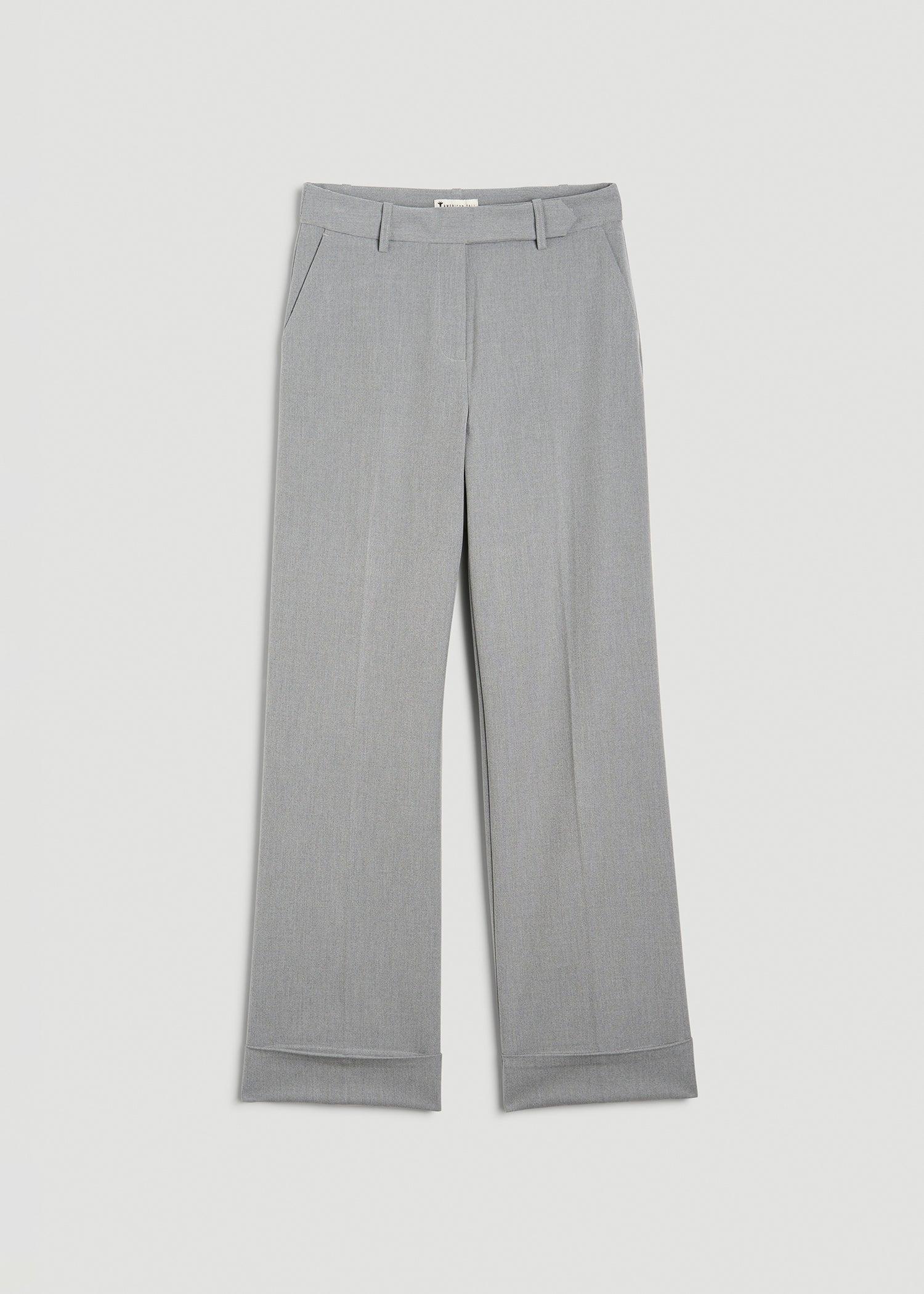 Wide-Leg Cuffed Pants for Tall Women in Medium Grey Mix Female Product Image