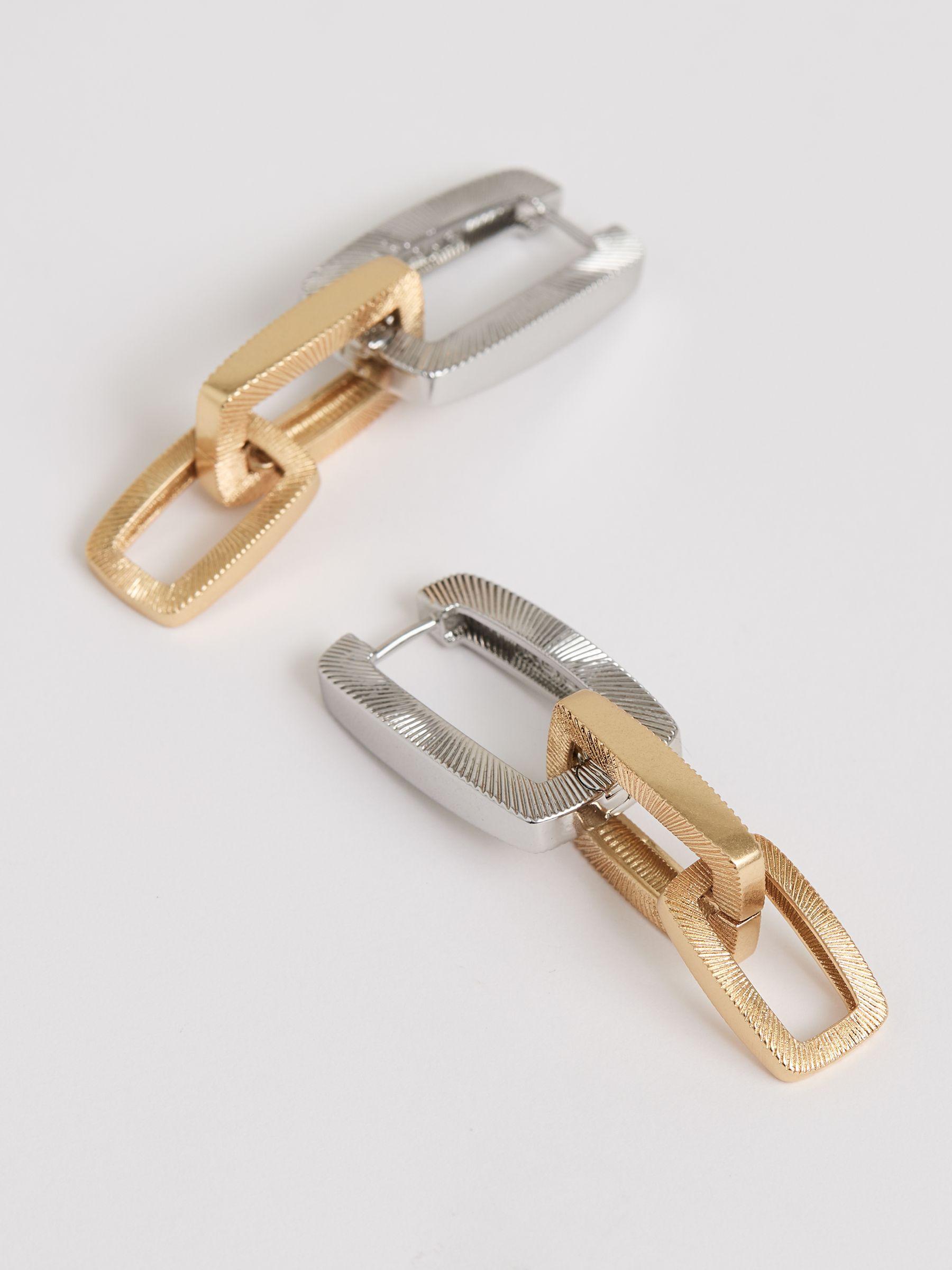 Geometric Link Drop Earrings in Gold Tone Product Image
