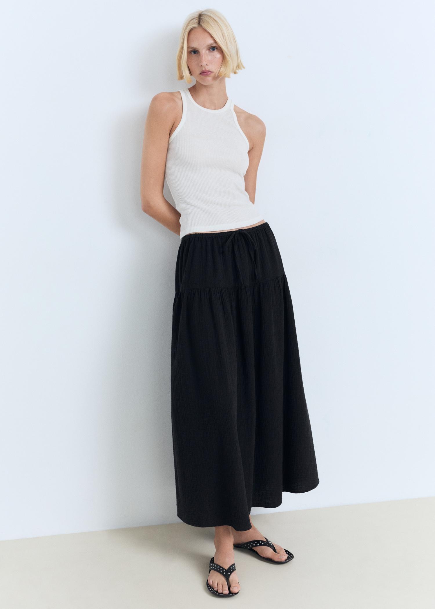 Cotton drawstring skirt - Women | MANGO USA Product Image