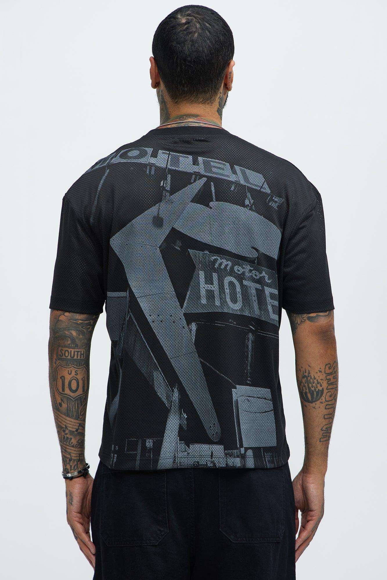 California Motel Relaxed Mesh Tee - Black Product Image