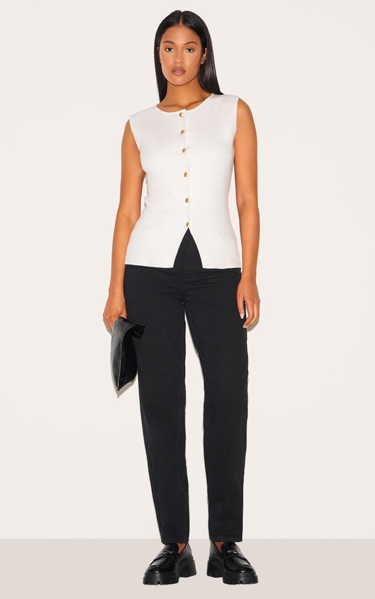 Tall Washed Black High Waist Mom Jeans Product Image