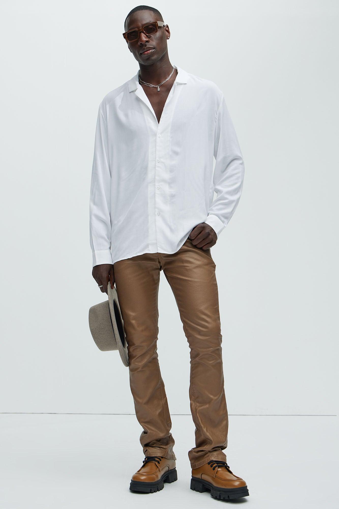 Dawson Relaxed Long Sleeve Button Up Shirt - White Product Image