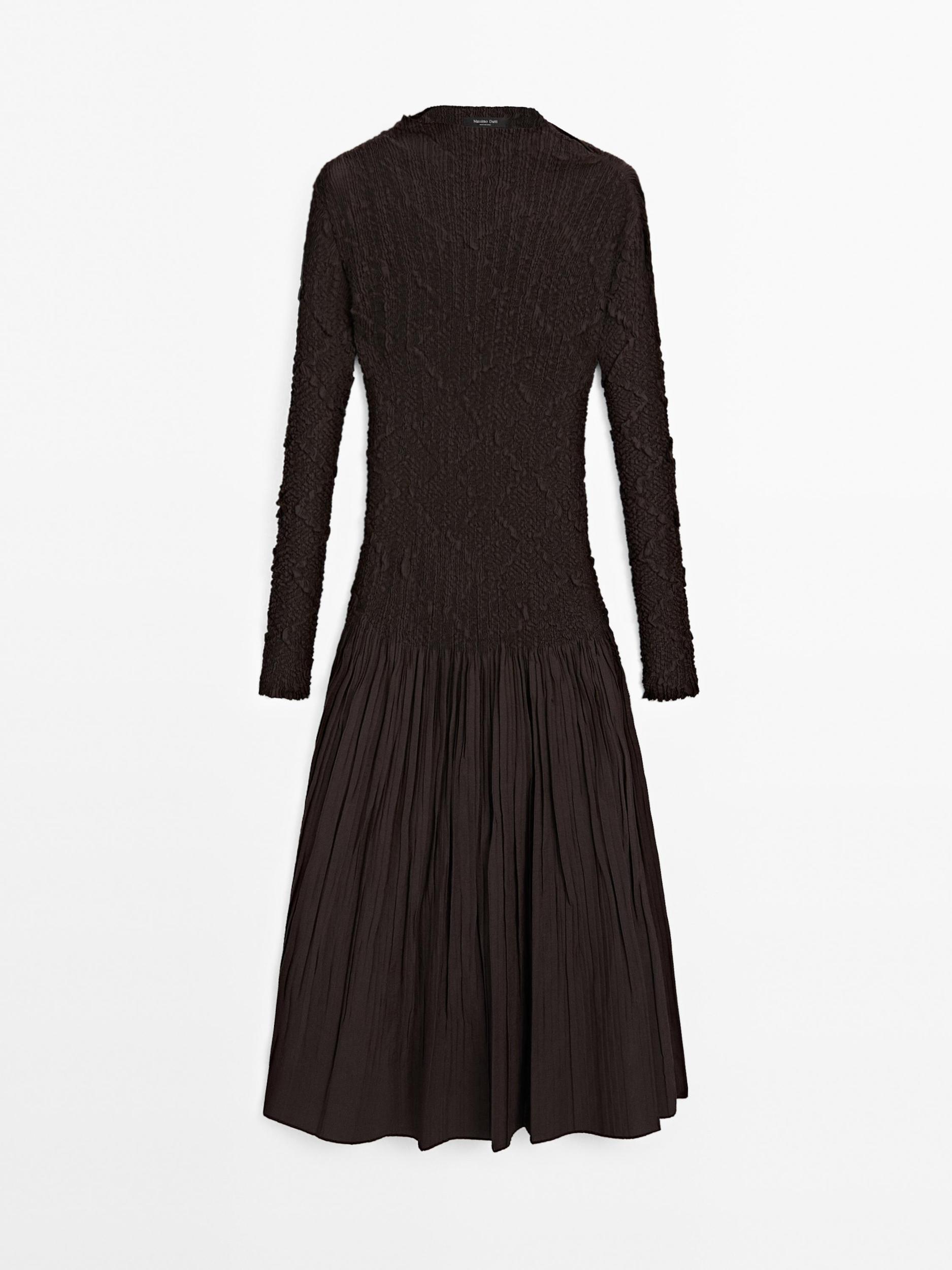 Long pleated stretch dress Product Image