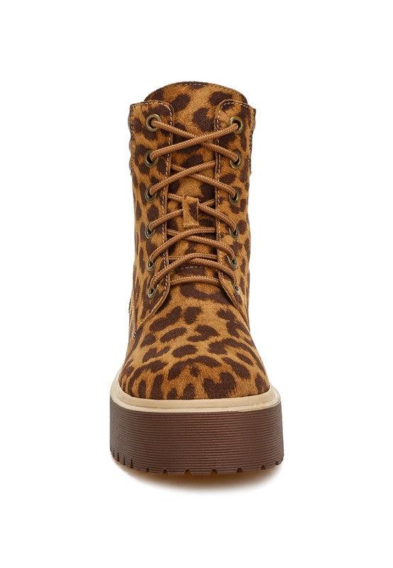 Ujola High Ankle Leopard Print Suede Boots Product Image
