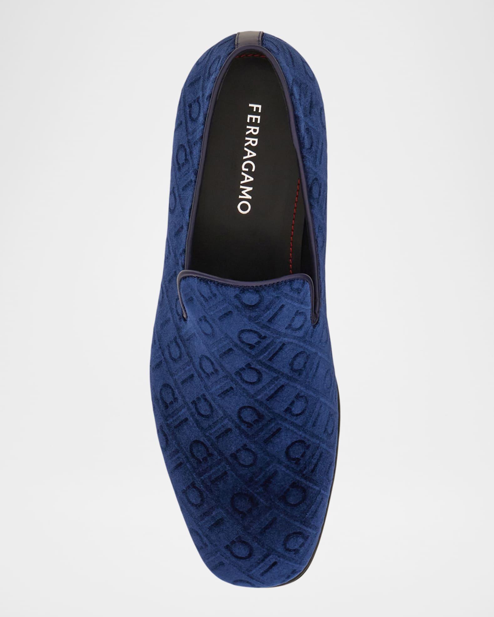 Men's Berry Monogram Velvet Loafers Product Image