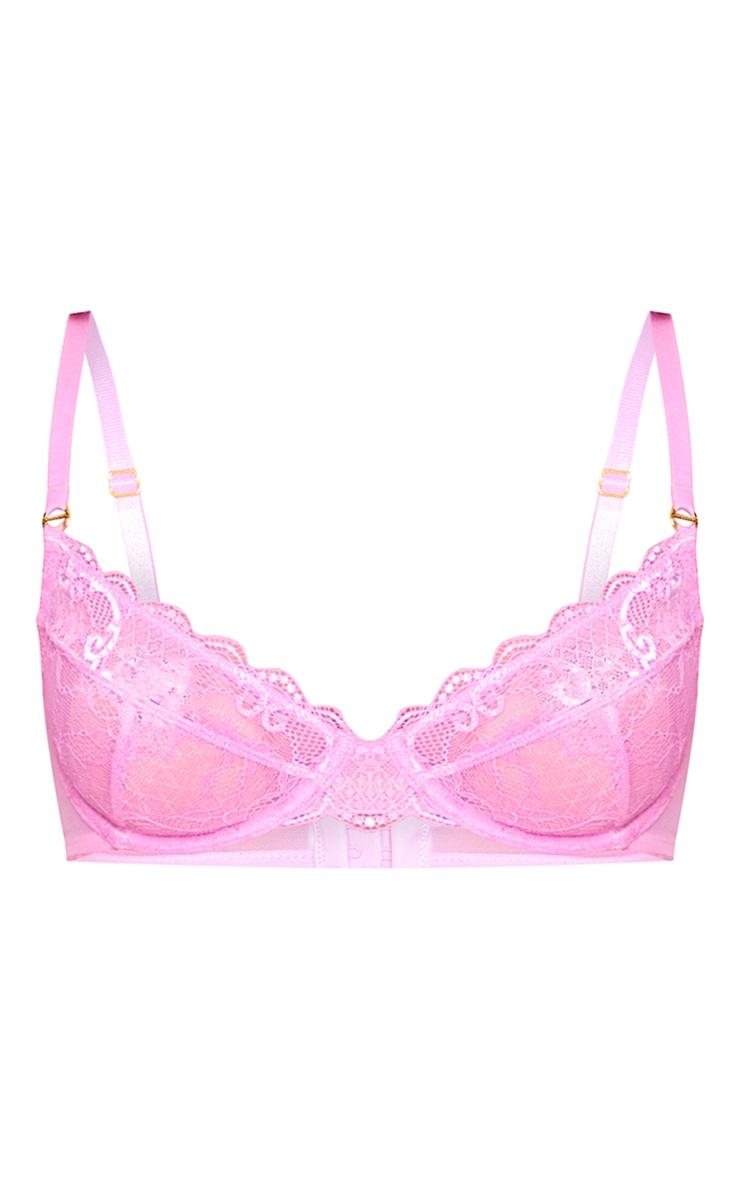 Fuchsia Floral Lace Underwired Cup Size Bra Product Image