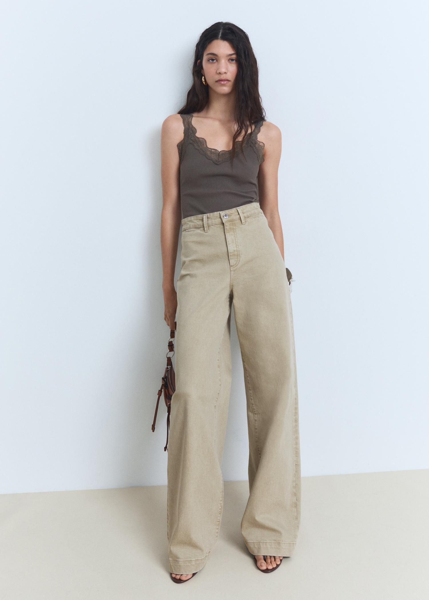 Wide-leg high-waist full-length jeans - Women | MANGO USA Product Image