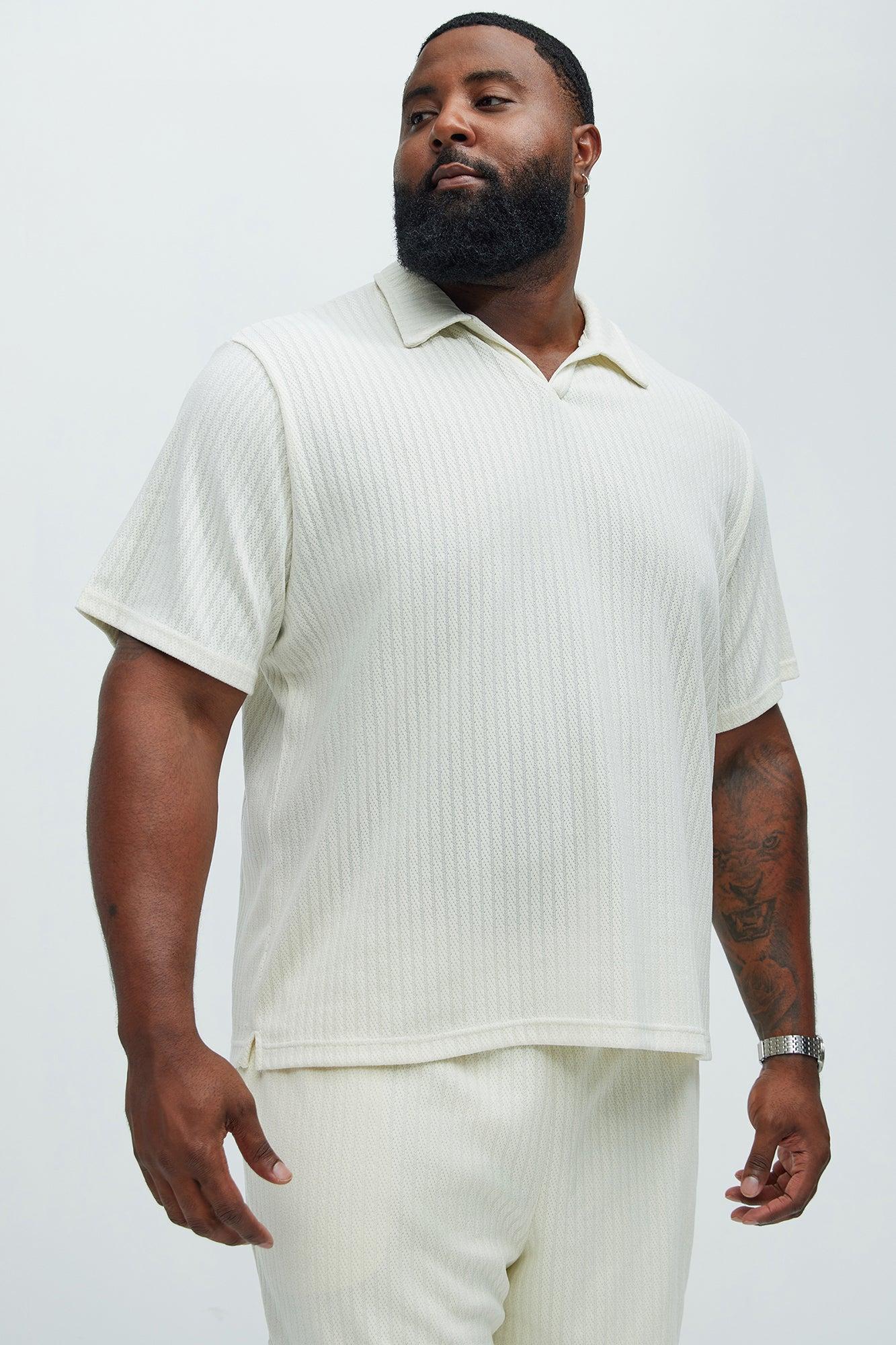 Easton Textured Polo Shirt - Off White Product Image
