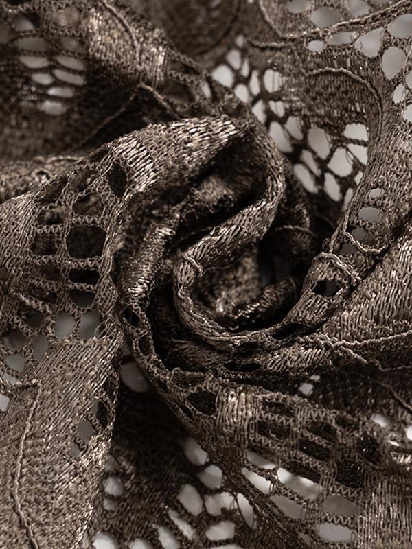 Lace V Neck Trumpet Sleeve Mini Dress Product Image