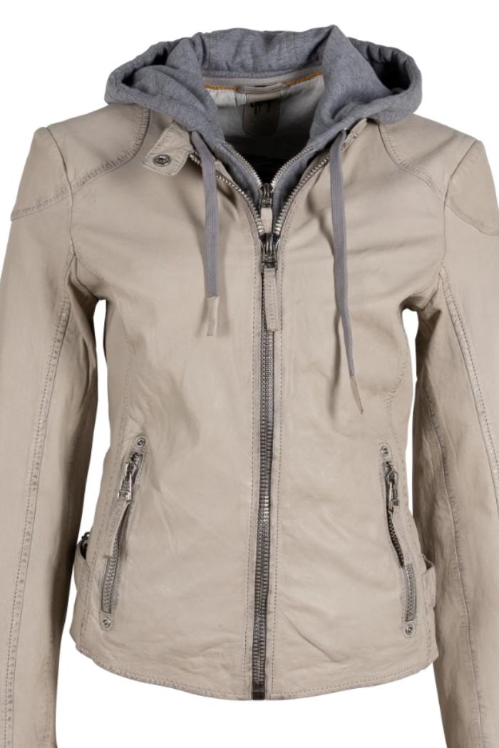 Removable Hoodie Leather Jacket Product Image