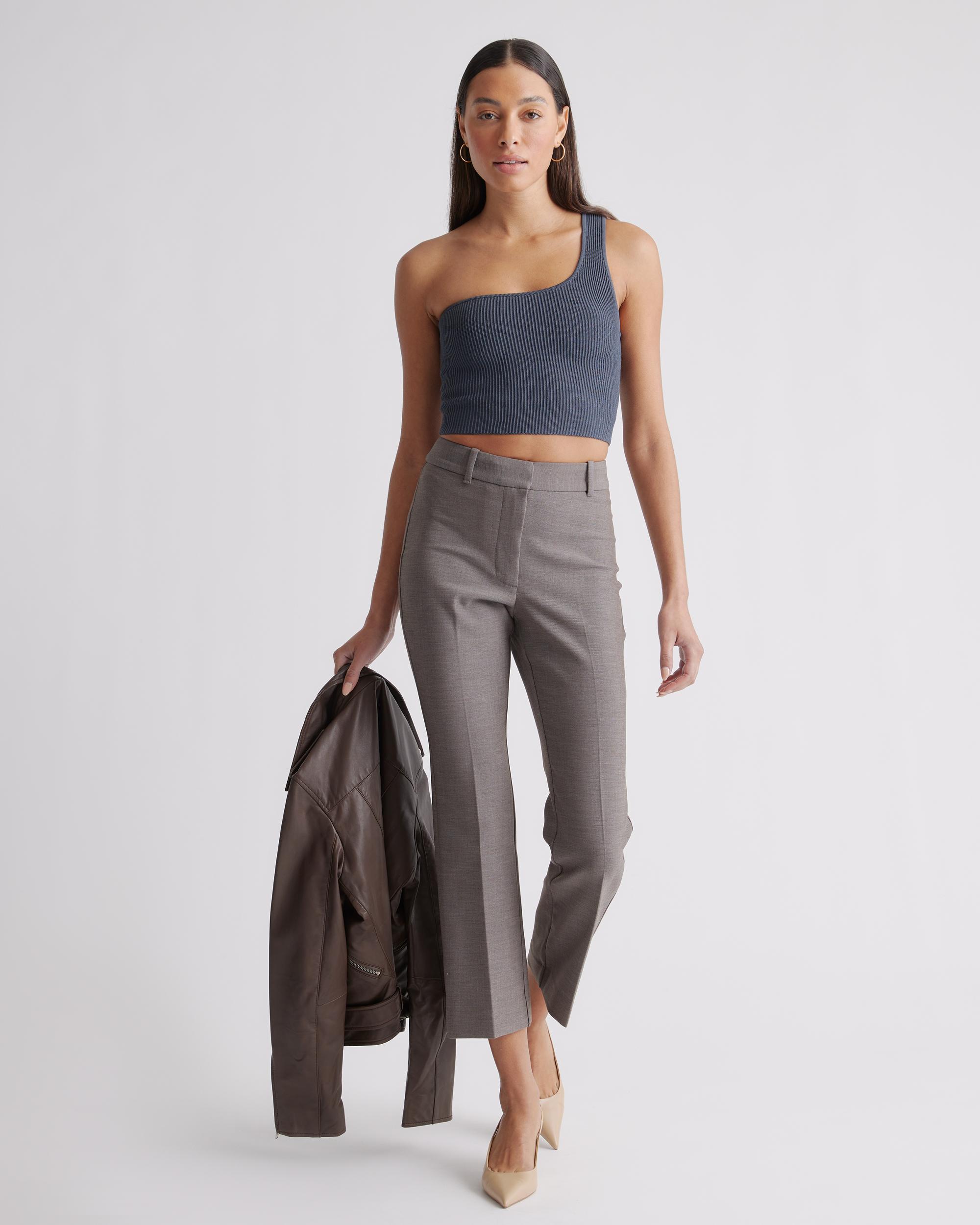 Quince | Women's Cropped One Shoulder Ribbed Knit Tank Top Size XL, Recycled nylon/polyester/spandex Product Image