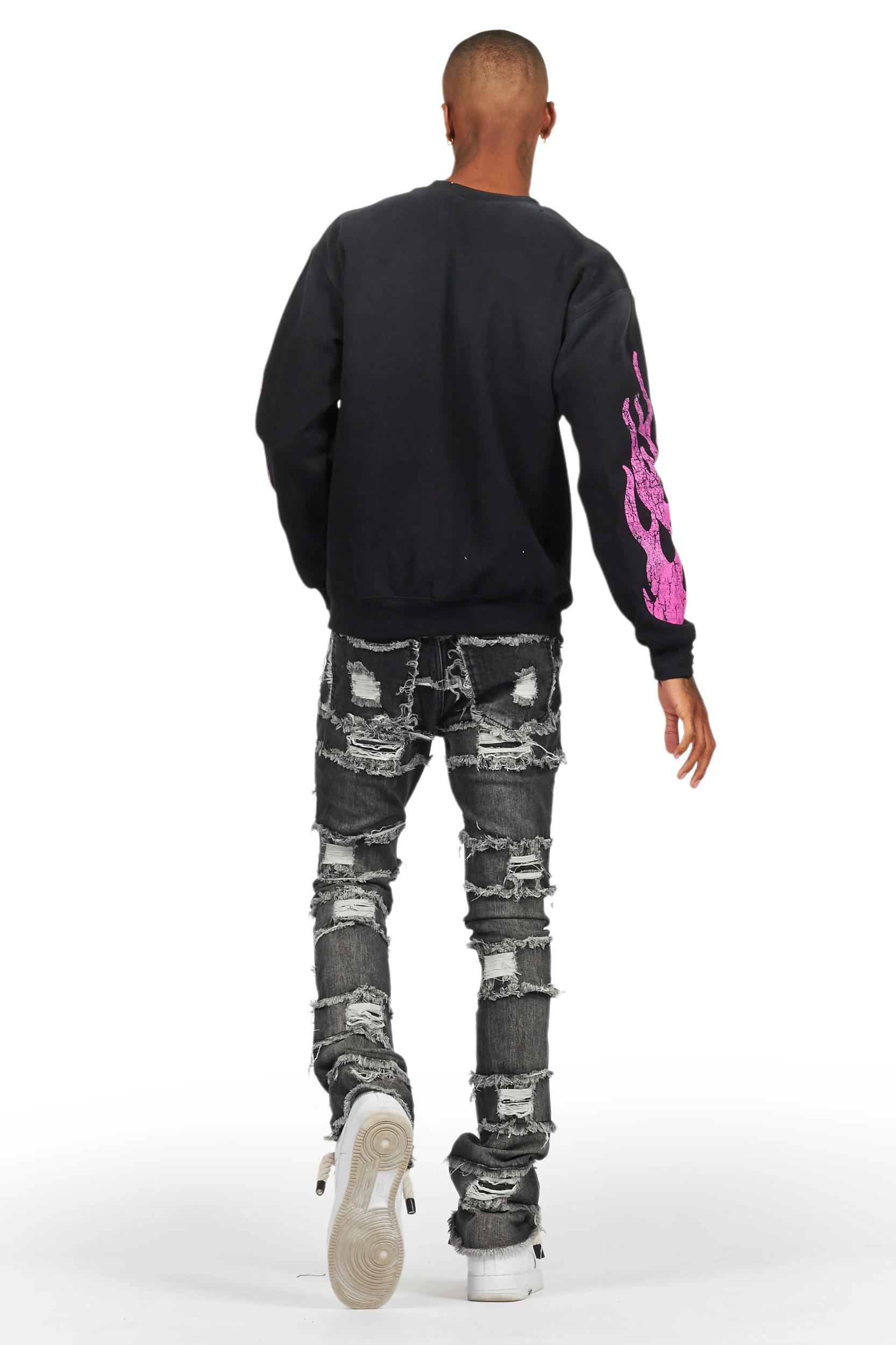 Sten Black Stacked Flare Jean Male Product Image