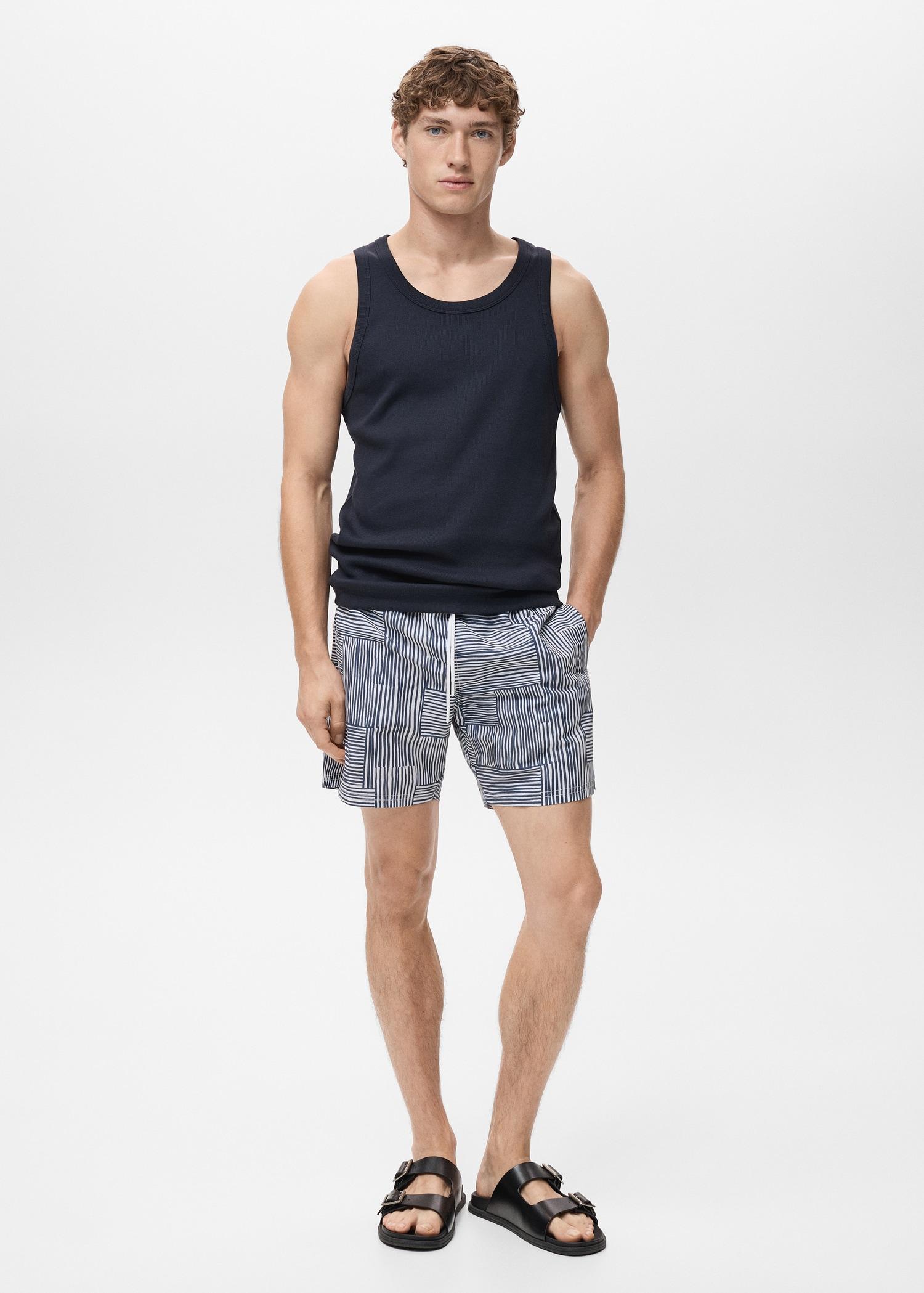 Multi-striped swimsuit - Men | MANGO USA Product Image