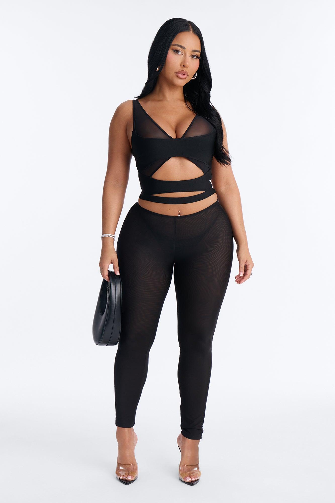 Feeling Cheeky Double Mesh Low Rise Ruched Butt Legging 29″ - Black Female Product Image