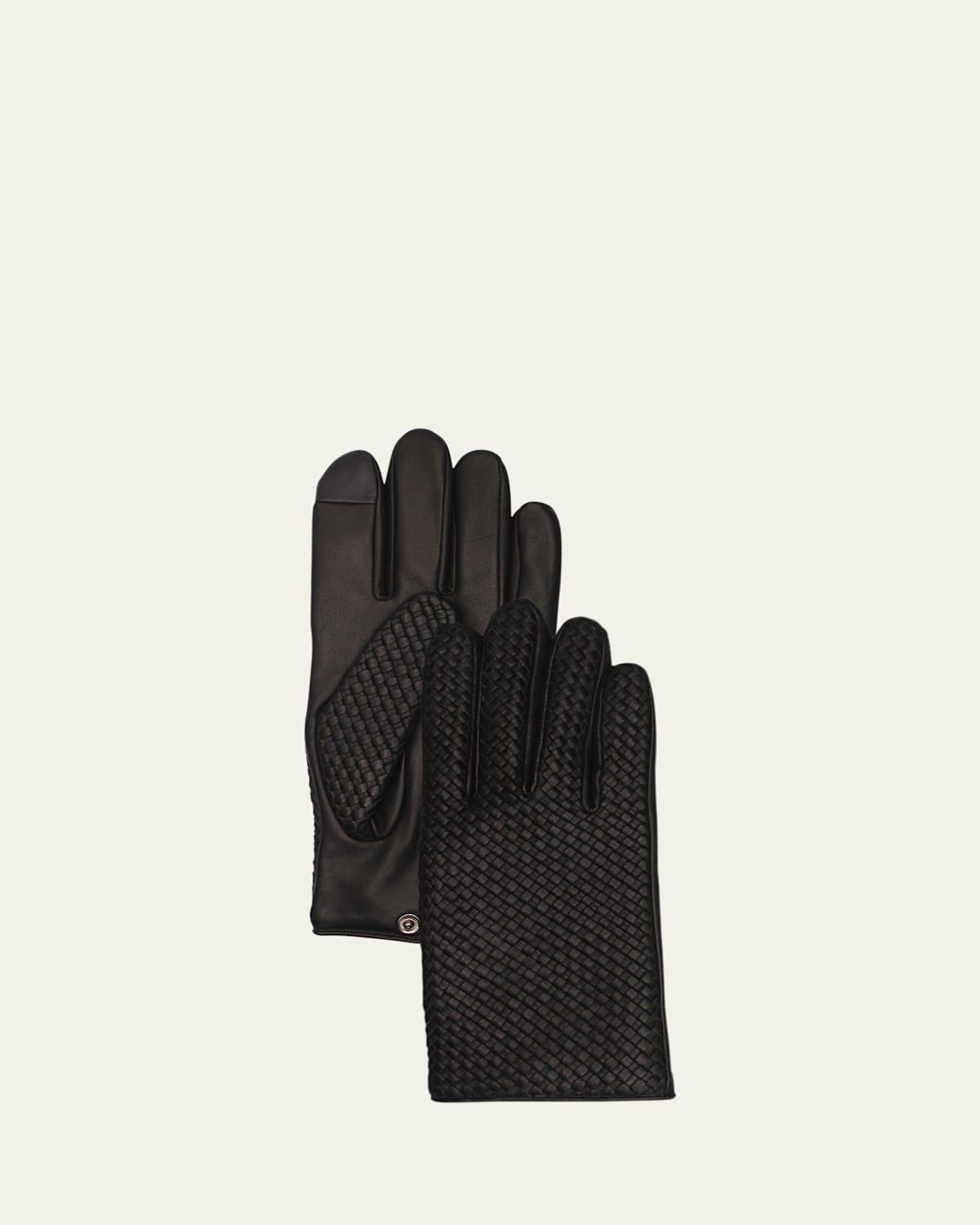 Mens Woven Patina Leather Gloves Product Image